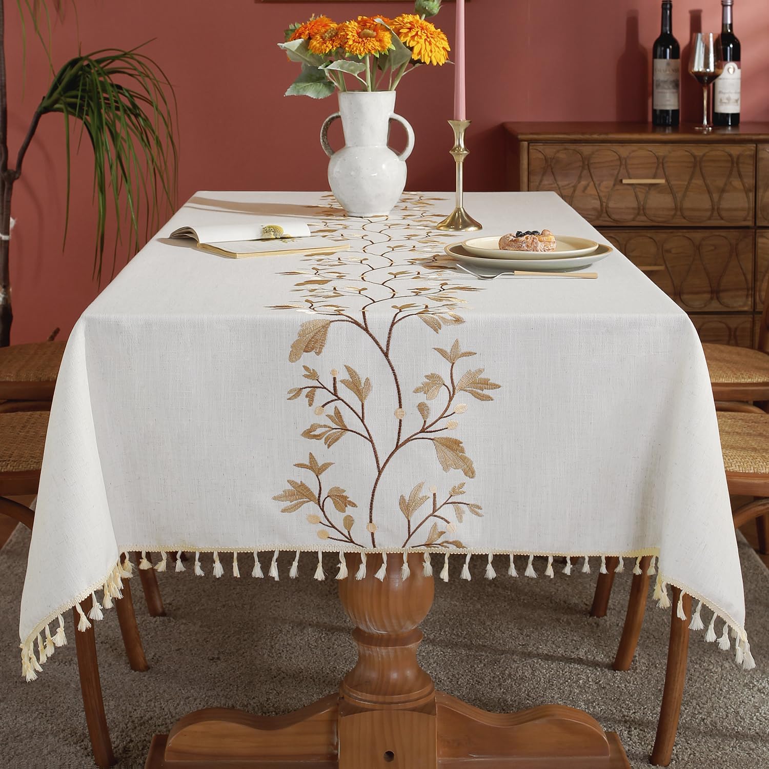 Laolitou waterproof cotton linen tablecloth for dining