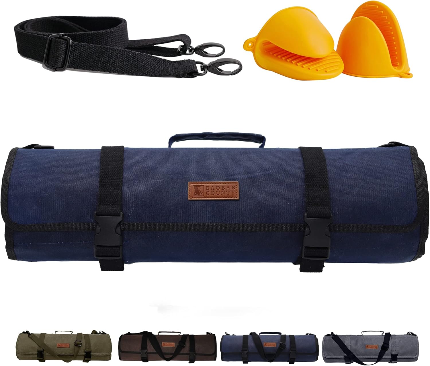 Knives in a Knife Roll Bag Navy Blue