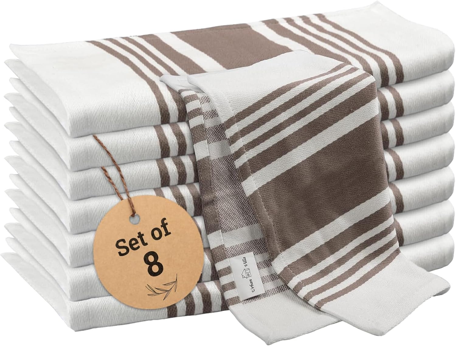 Urban Villa Cotton Dish Cloth Set of 8 - GreyWhite 1