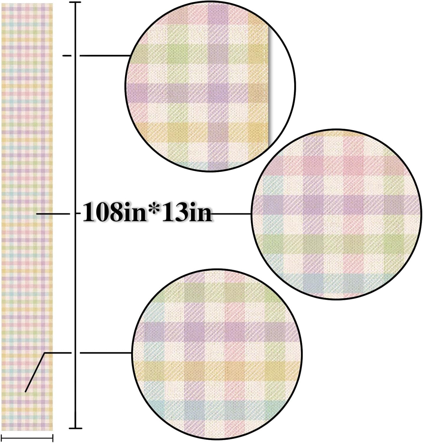 Nepnuser Linen Spring Easter Check Plaid runner