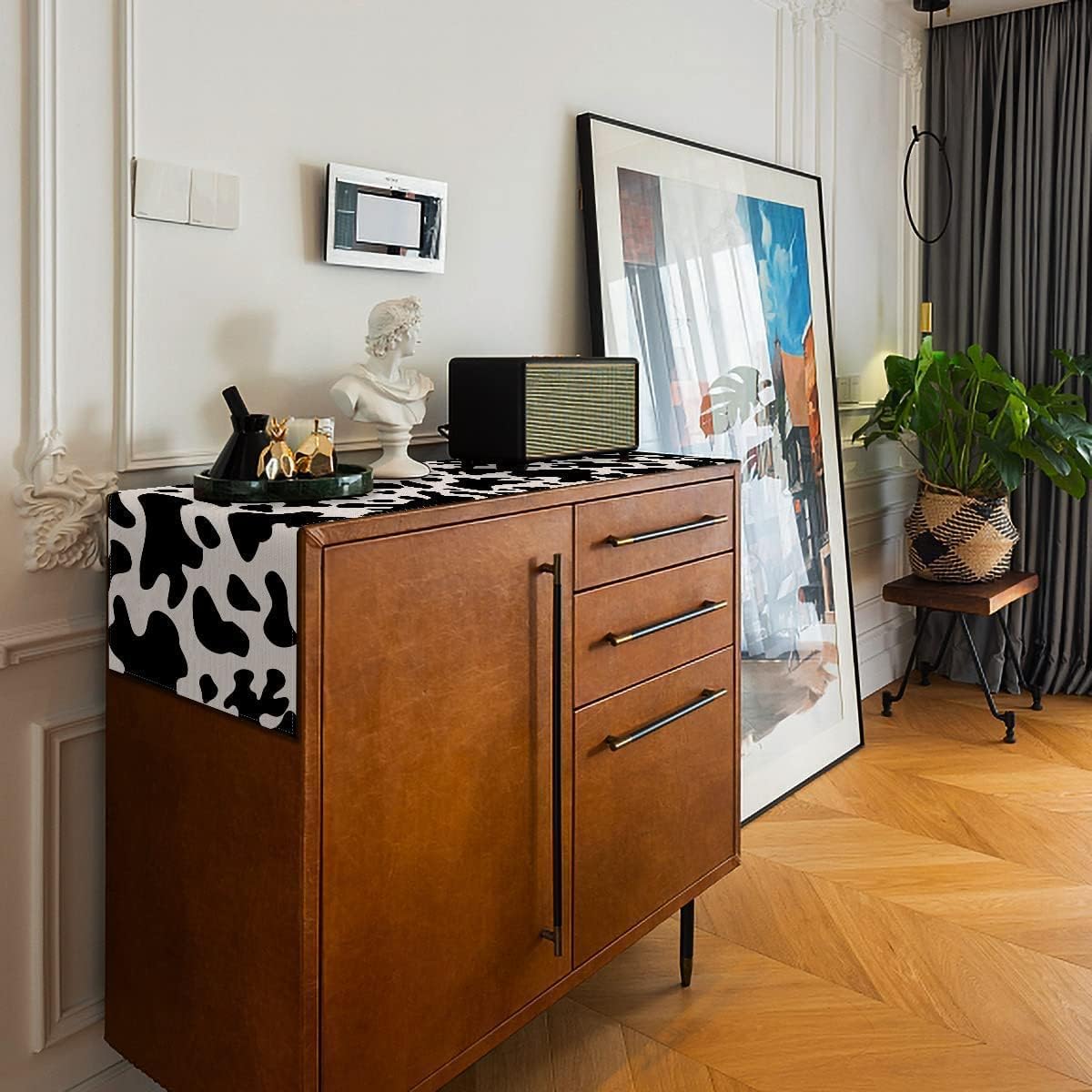 Bathrooms and Foyers Made Beautiful with the nepnuser Cow Print Table Runner