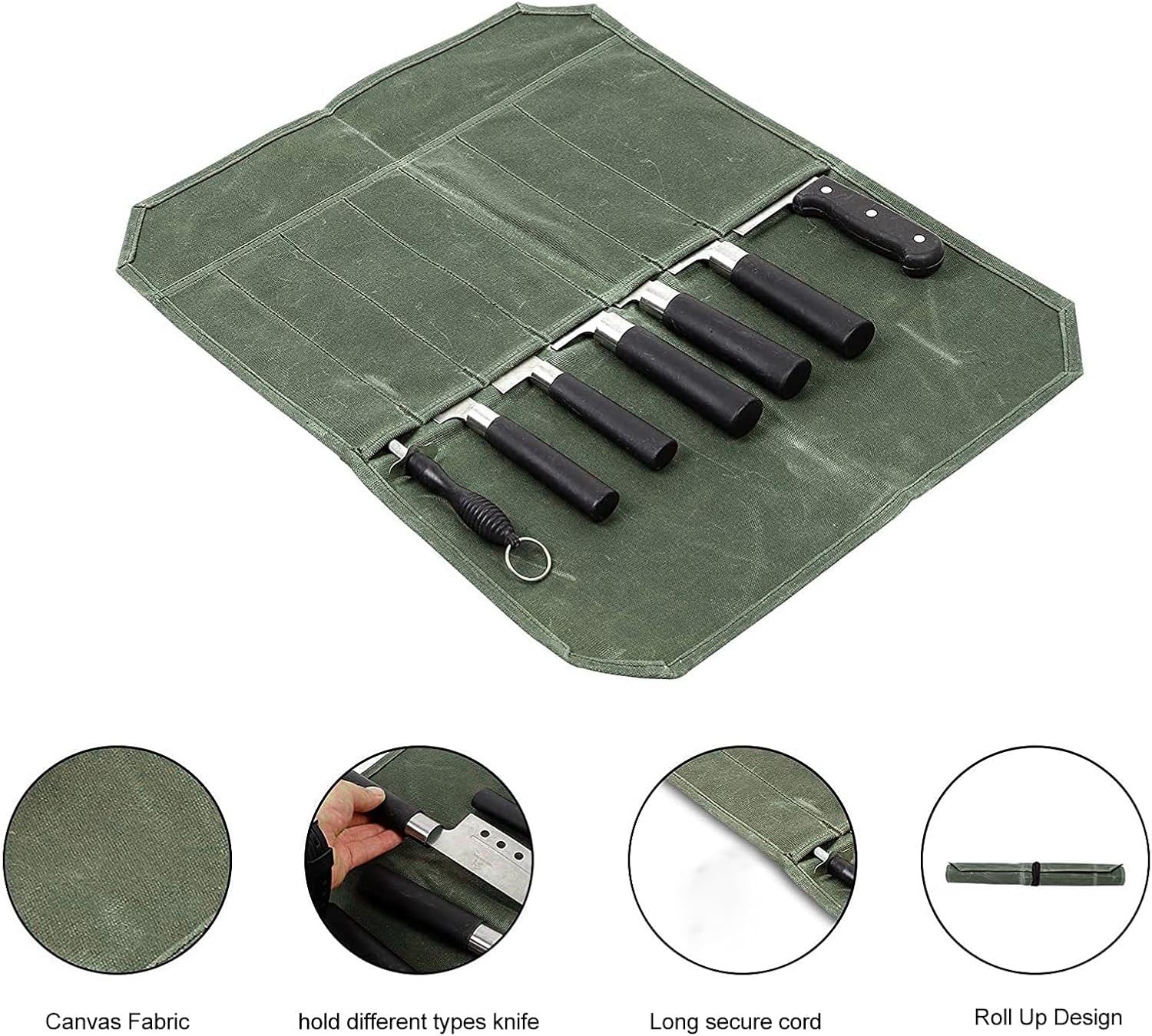 Portable Chef Knife Roll Bag OD Green