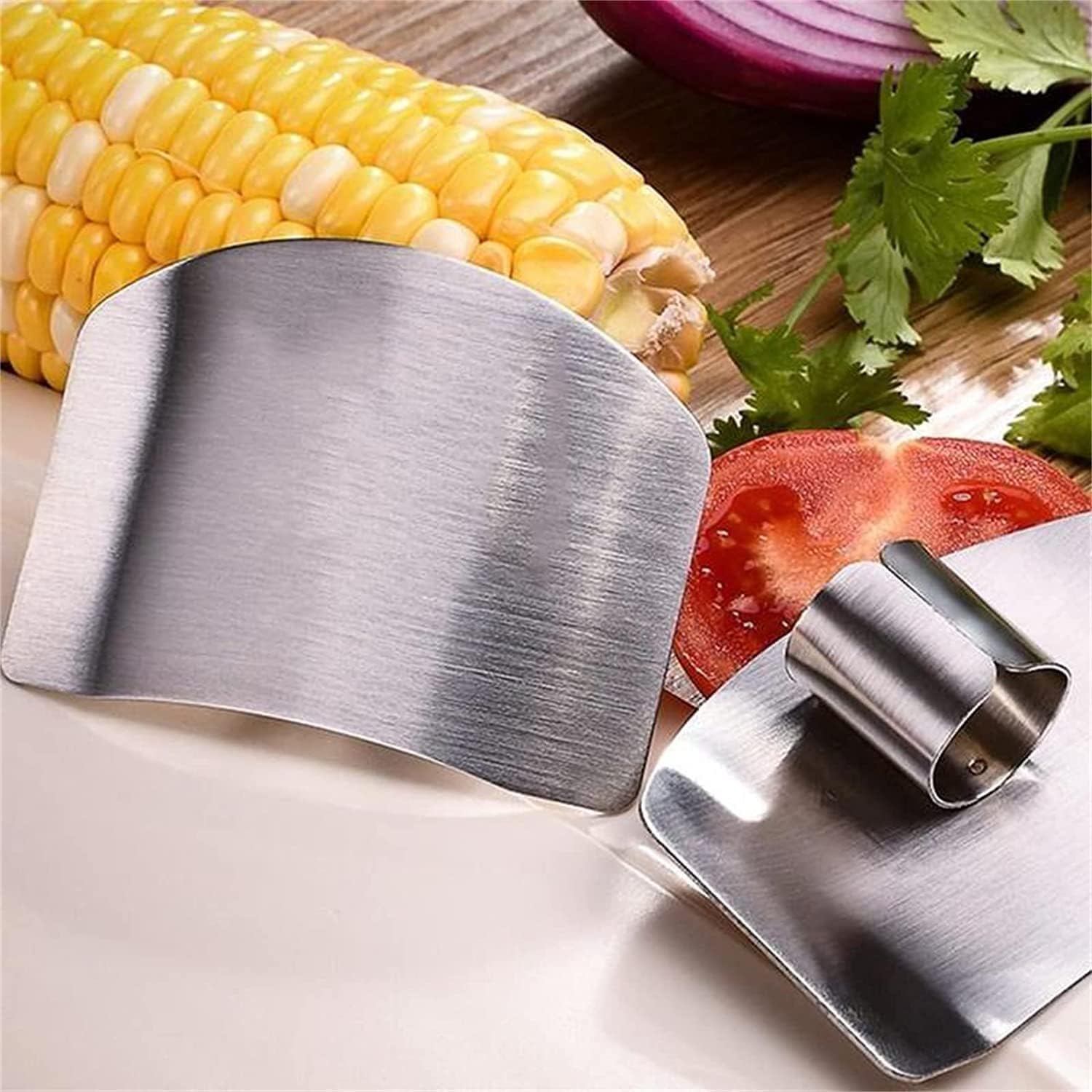 2-Piece Stainless Steel Finger Guards Durable Kitchen Tool for Safe Cooking