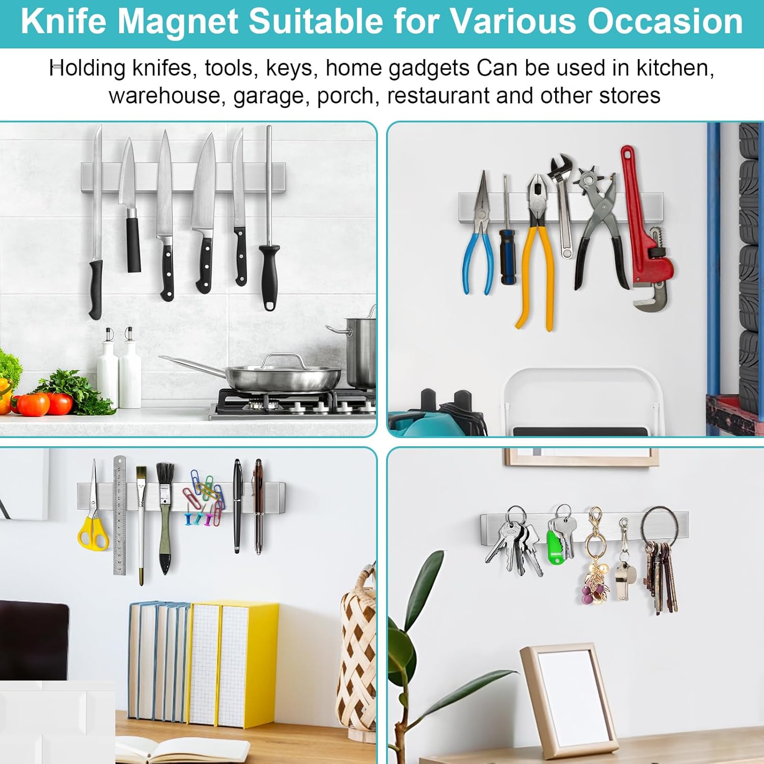 CtrlAltSlice - Magnetic Knife Holder wStrong Detent Perfect forOrganization Clean Storage