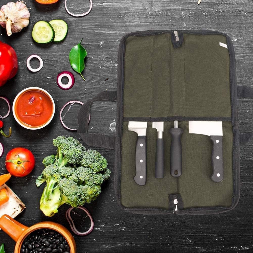QEES Chef Knife Roll Bag with 4 Slots for Cooking entailments