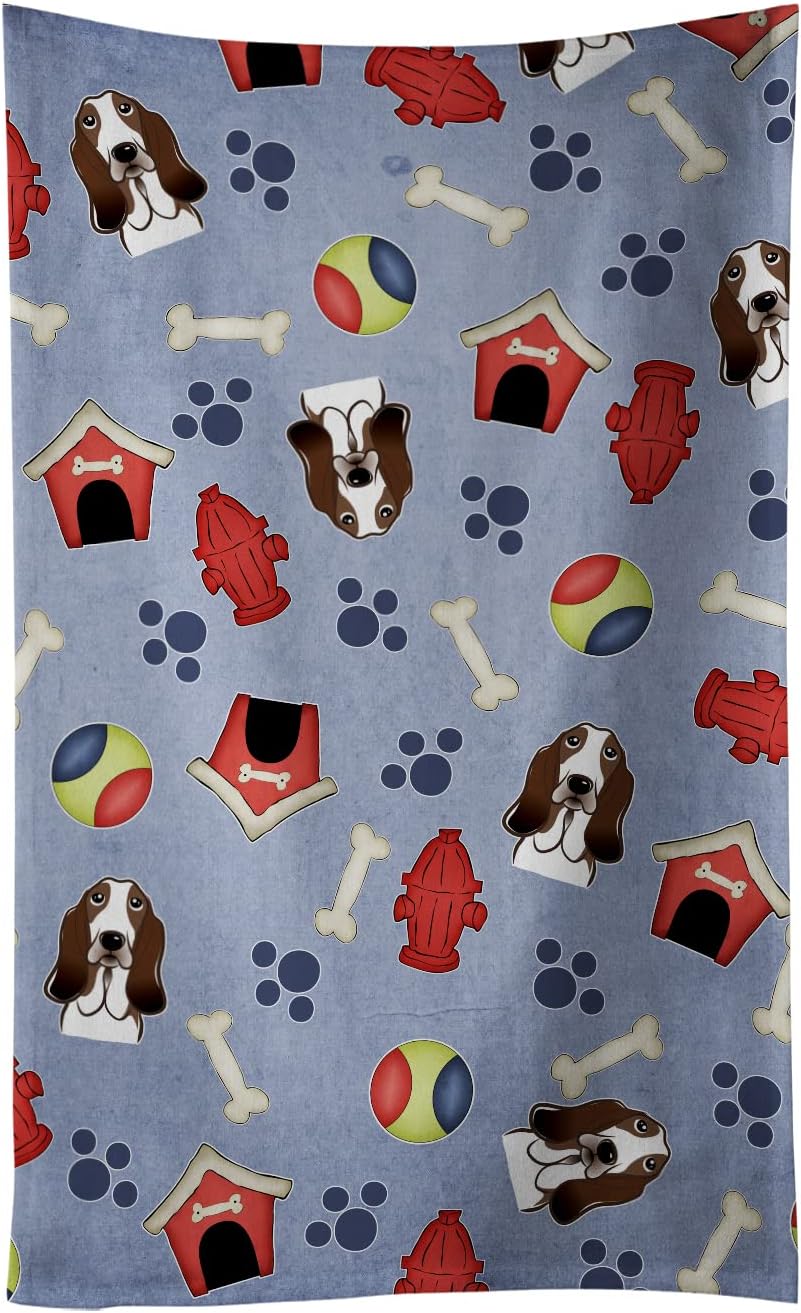 Vibrant Basset Hound Kitchen Towels Non-Brushing Dishcloth Bathroom Runes Machine Washable