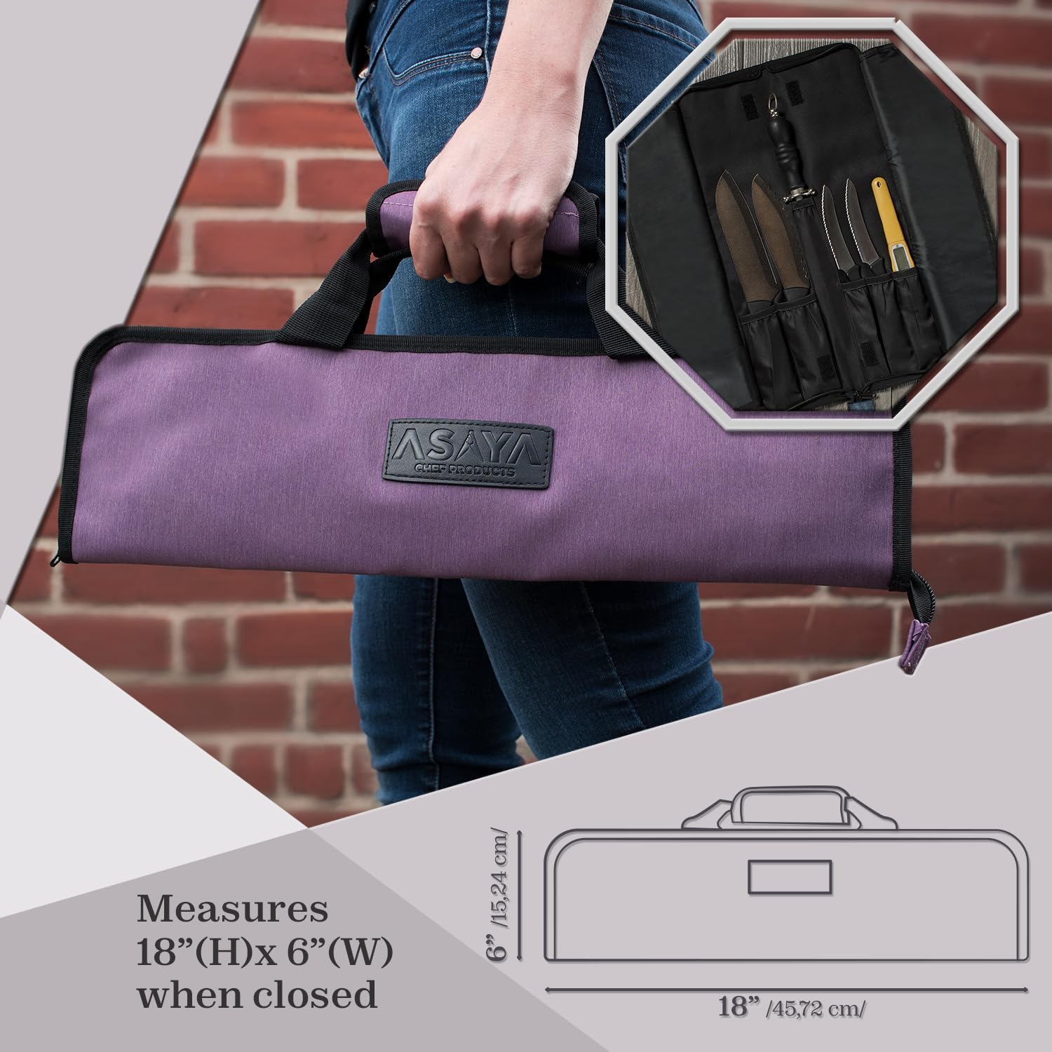Asaya Chef Knife Roll Bag - 12 Pockets