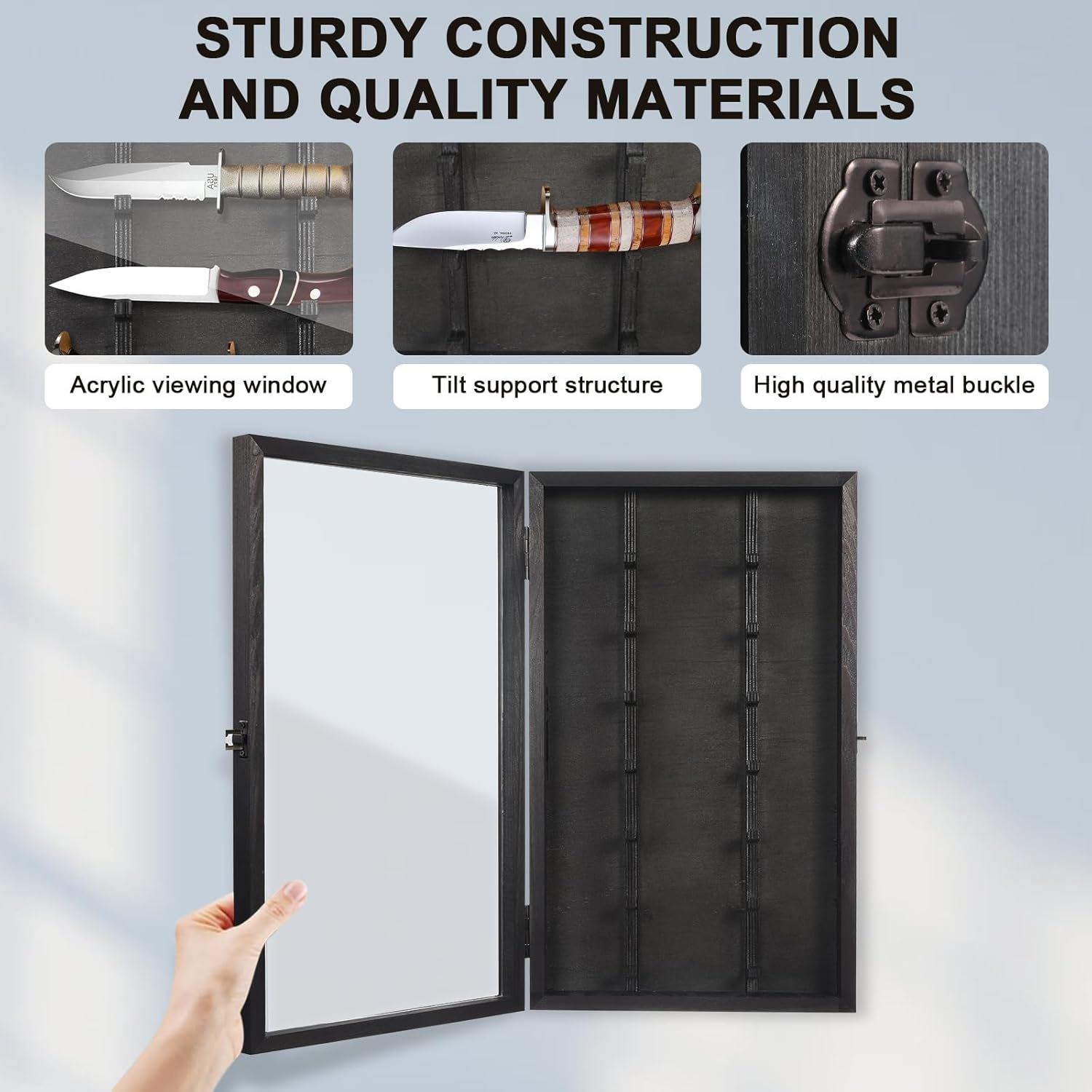 Triceratops Knife Display Case with Lockable Door 1