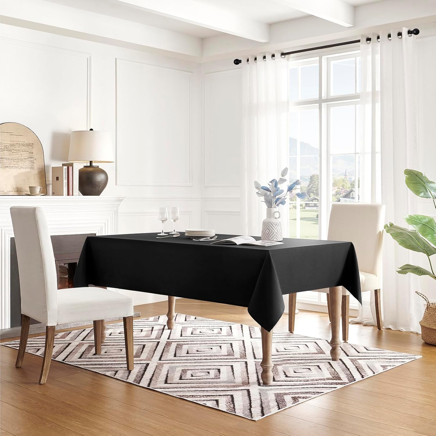 Veblandy waterproof tablecloth 60x84 inch black spill-proof