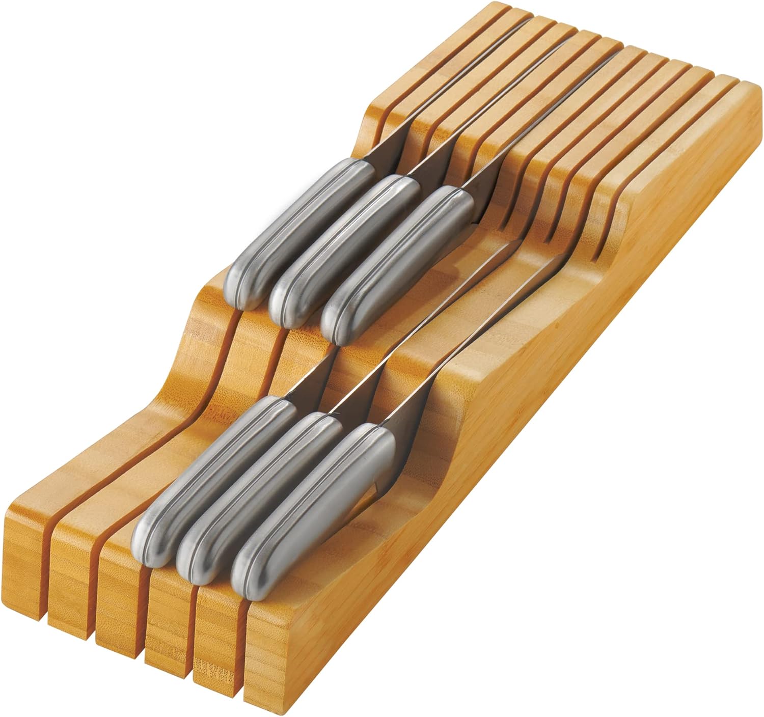 Bambsi In-Drawer Knife Block - Bamboo Knife Organizer
