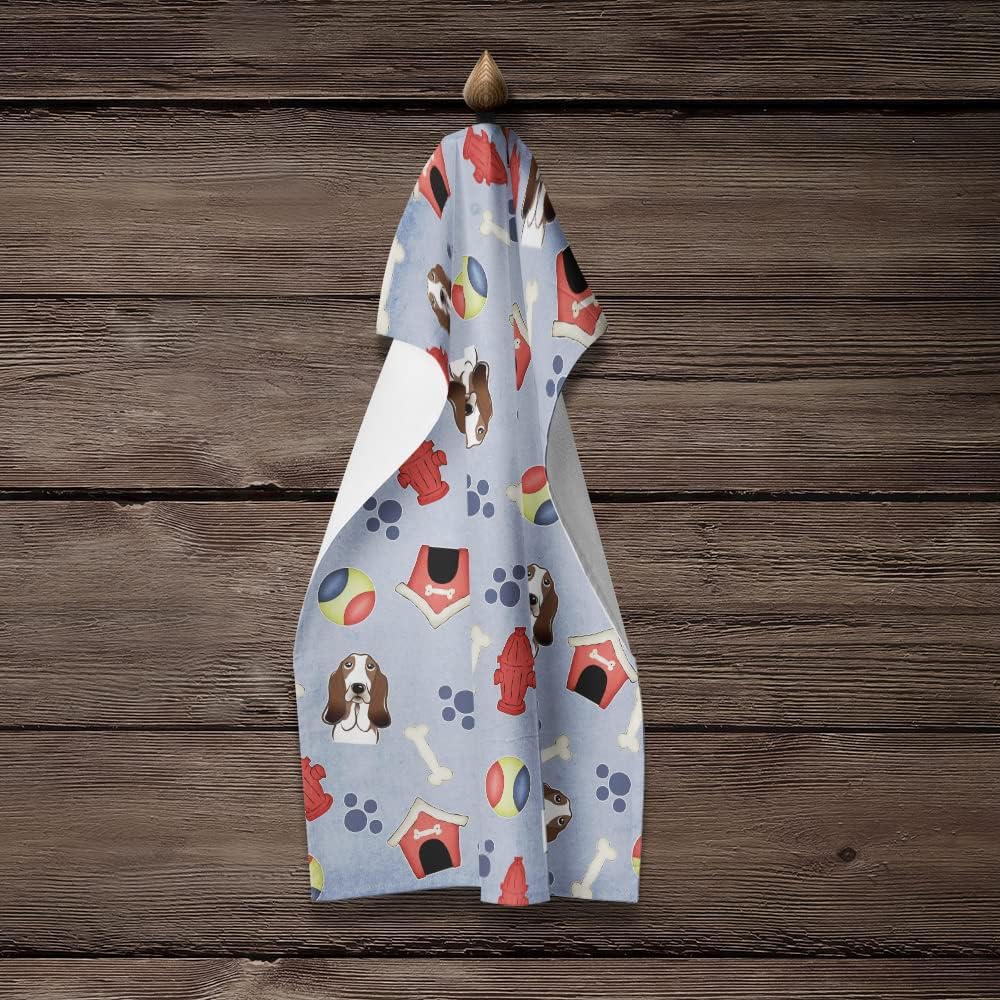 Vibrant Basset Hound Kitchen Towels Non-Brushing Dishcloth Bathroom Runes Machine Washable