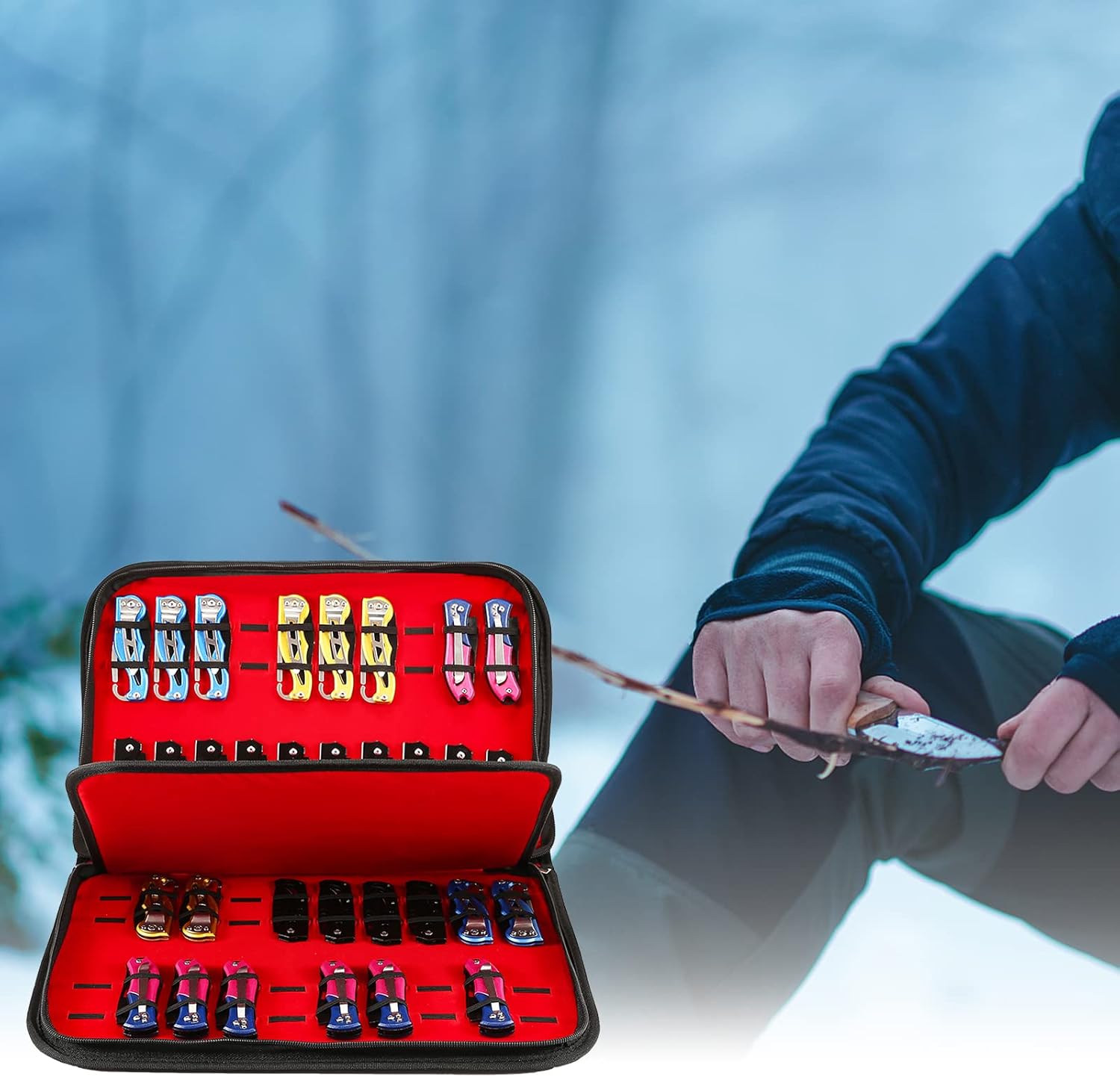 QEES Multi-Purpose Knife Storage Case - 40 Slot Organizer for Men