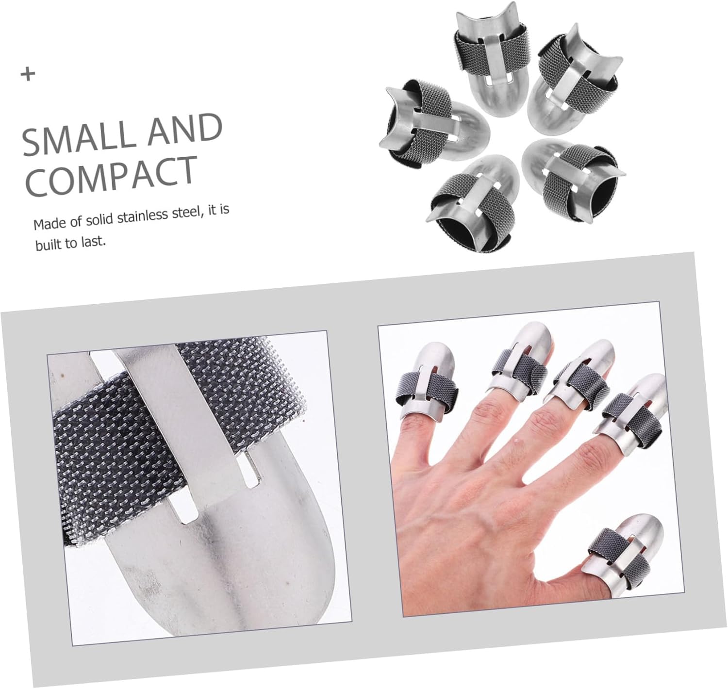Stainless Steel Finger Protectors 5-Piece Set for Cutting and Slicing