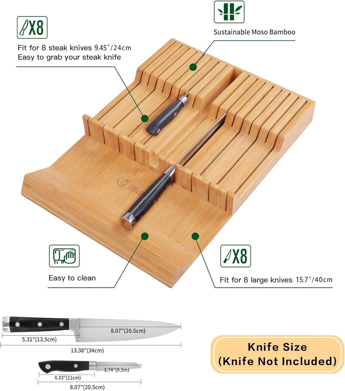 Utoplike Bamboo Knife Block
