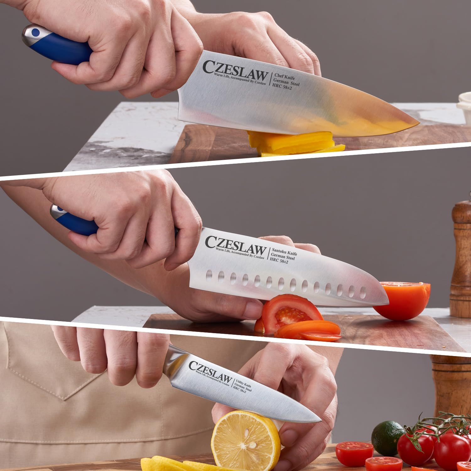 Sharp 3-Piece Chef Knives Set