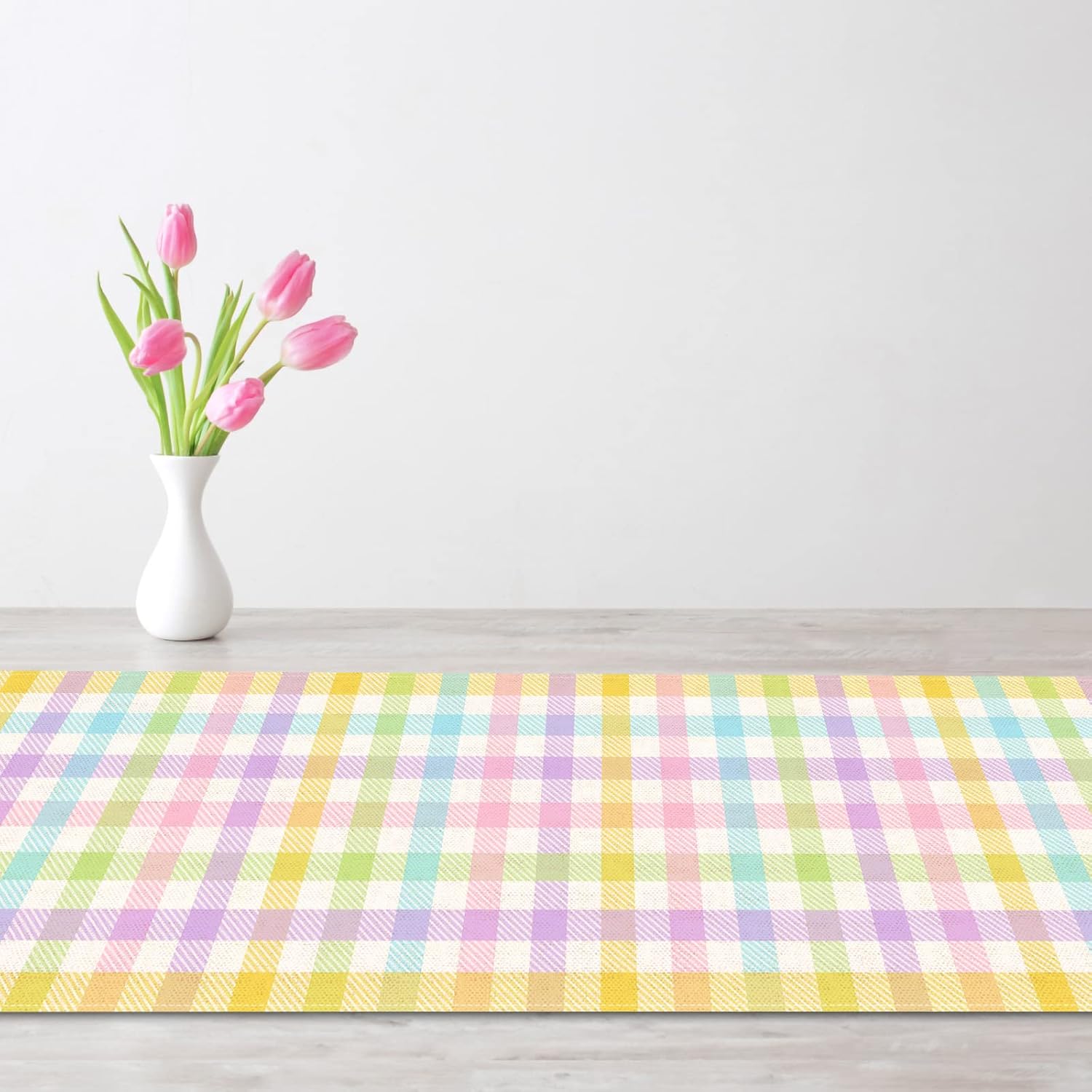 Nepnuser Linen Spring Easter Check Plaid runner