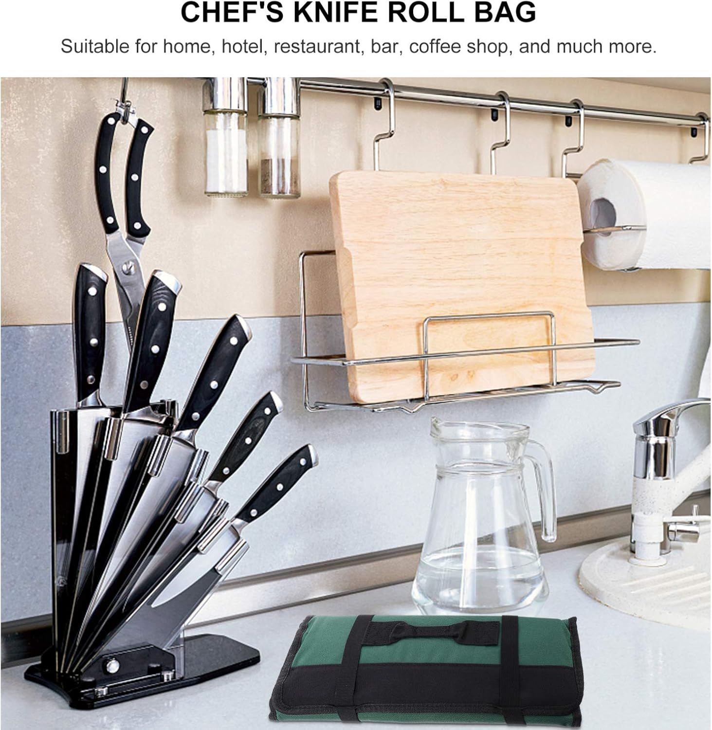 22-Piece Chef Knife Roll Bag with Carry Handle