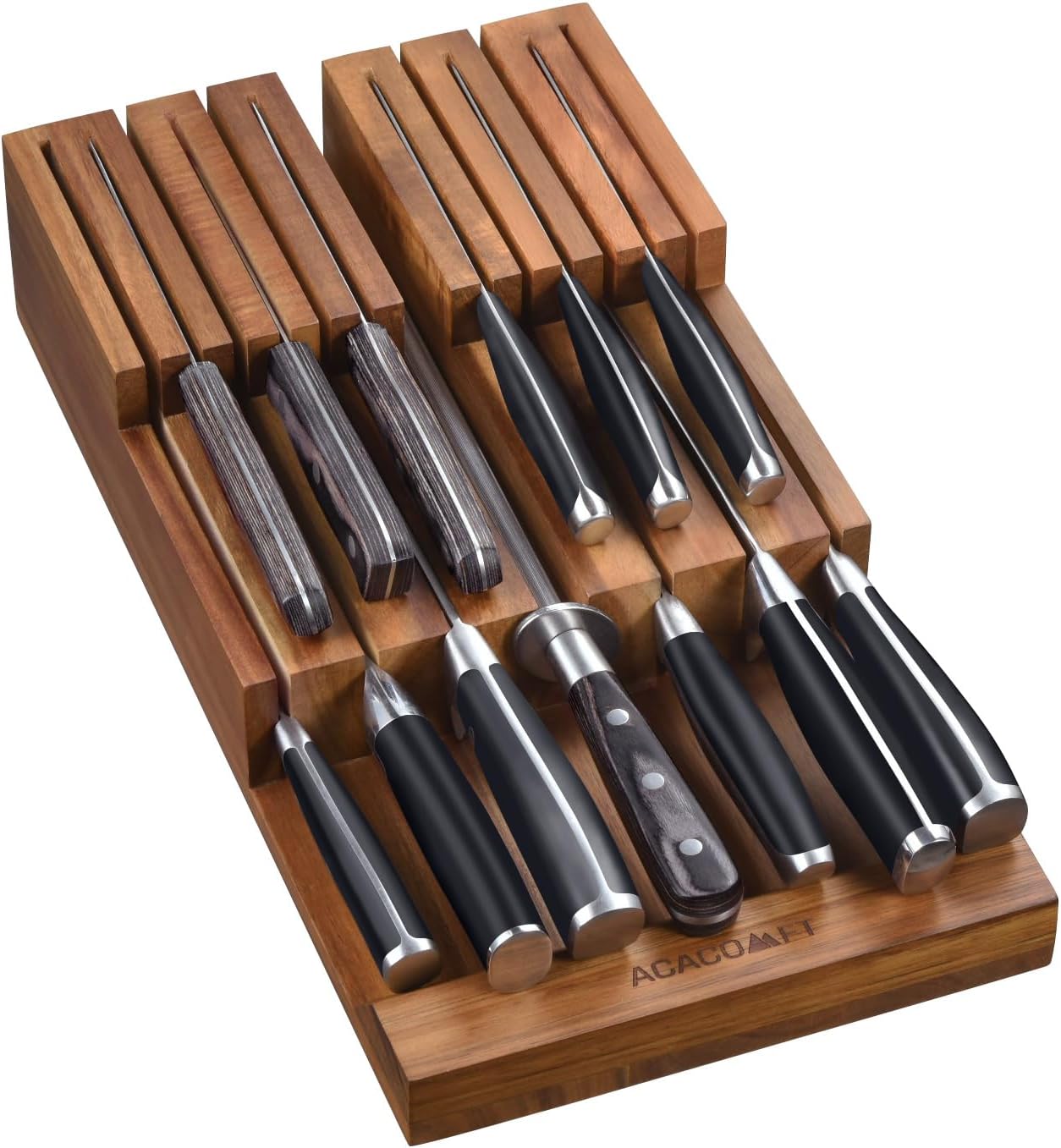 Acacomft Acacia Wood Kitchen Knife Block