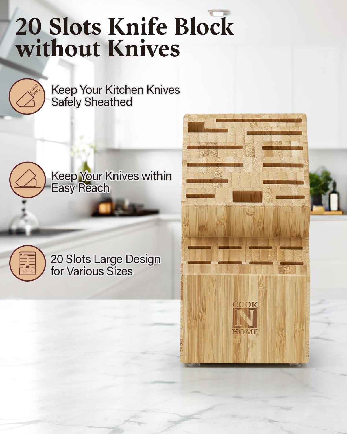 Cook N Home Bamboo Knife Storage Block