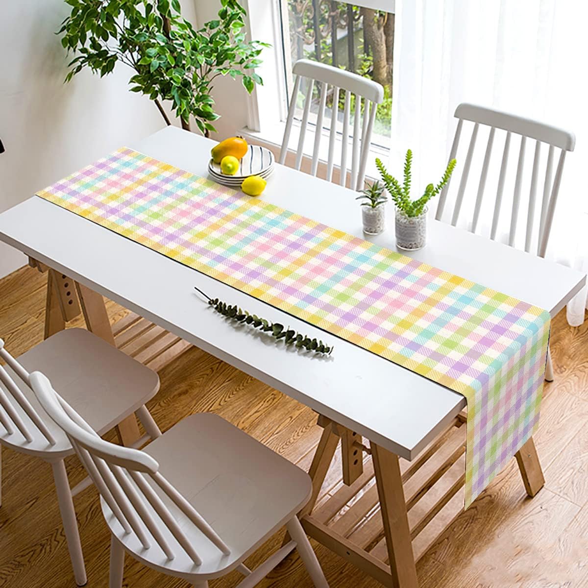 Nepnuser Linen Spring Easter Check Plaid runner