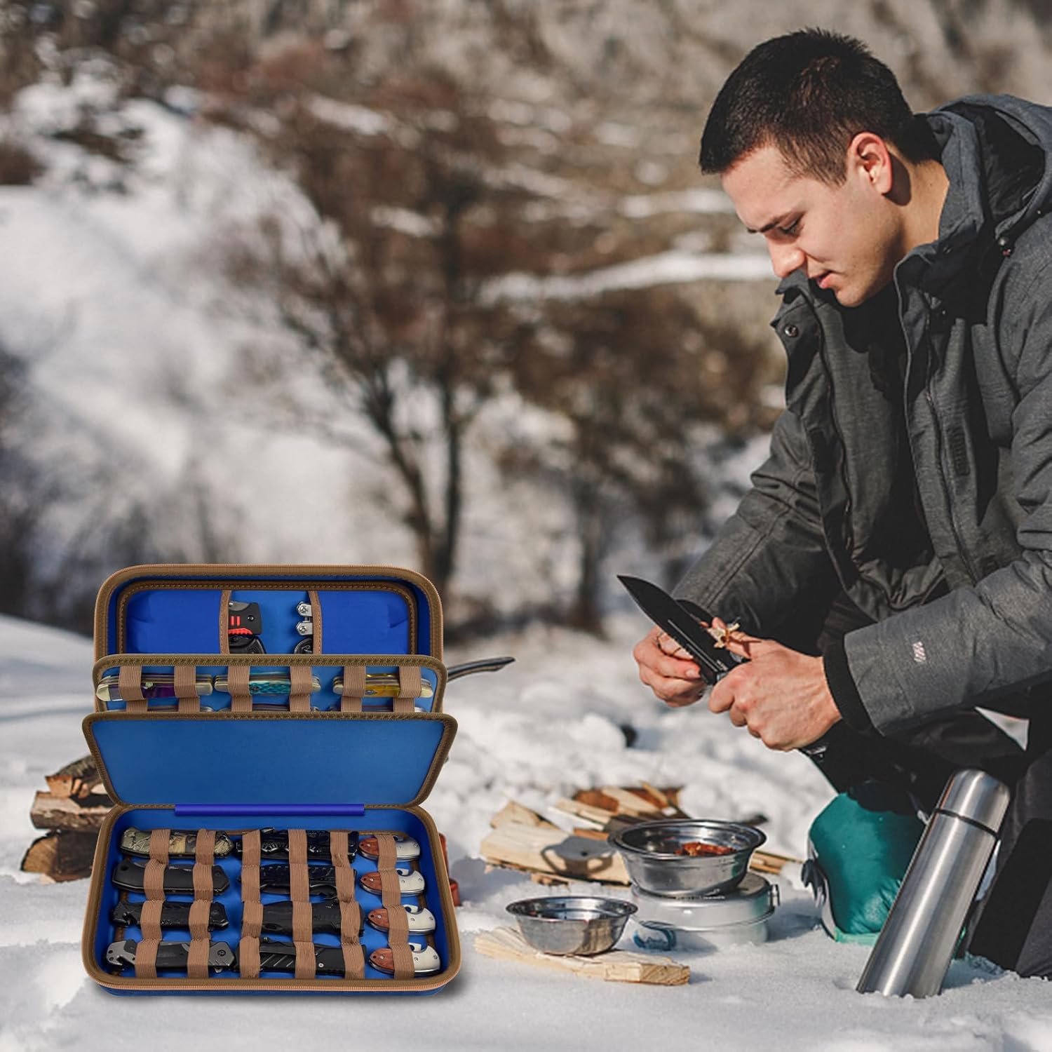 Sturdy Folding Knives Organizer for EDC Camping Survival
