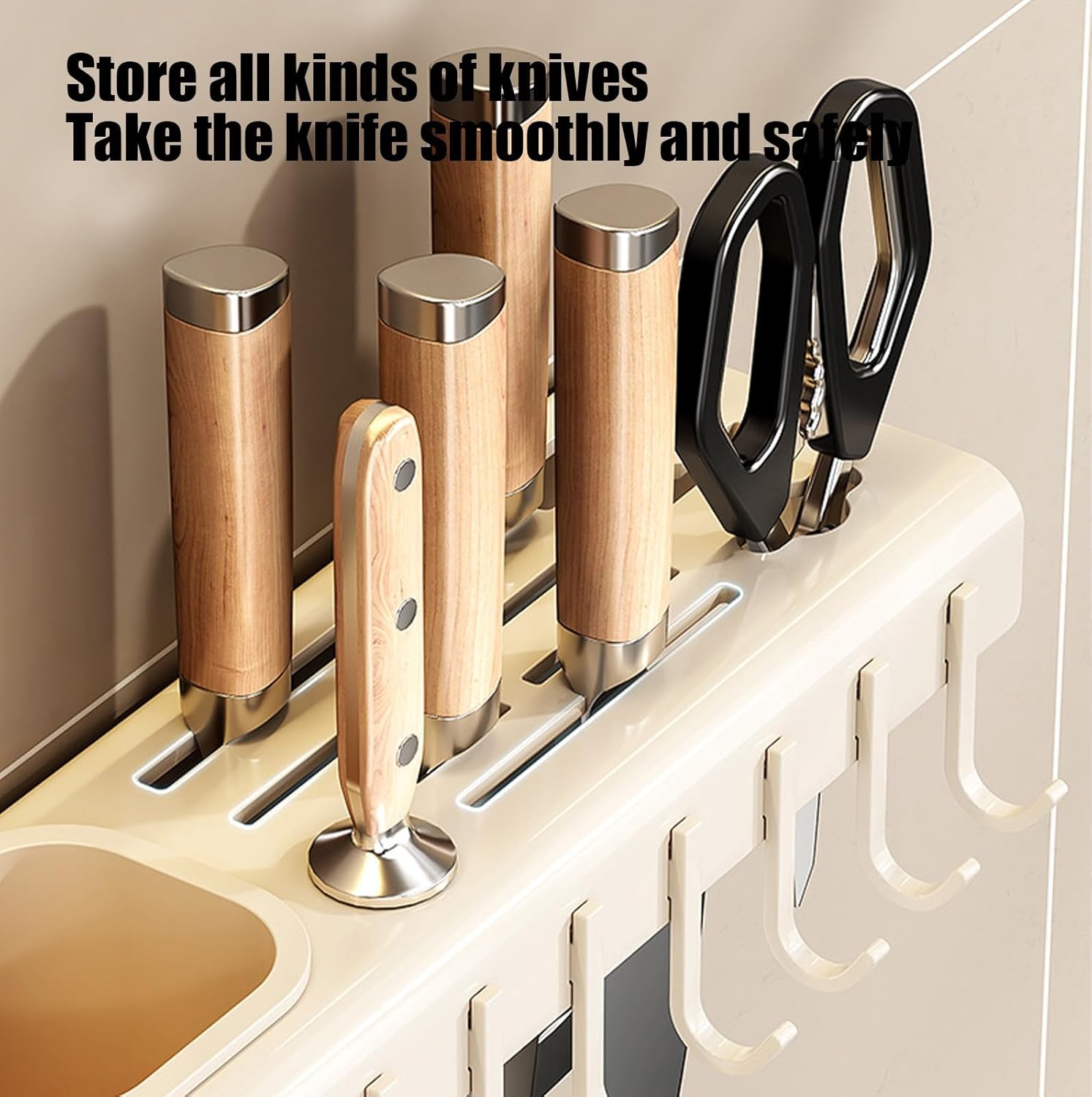 Versatile Plastic Knife Rack for Kitchen Organization