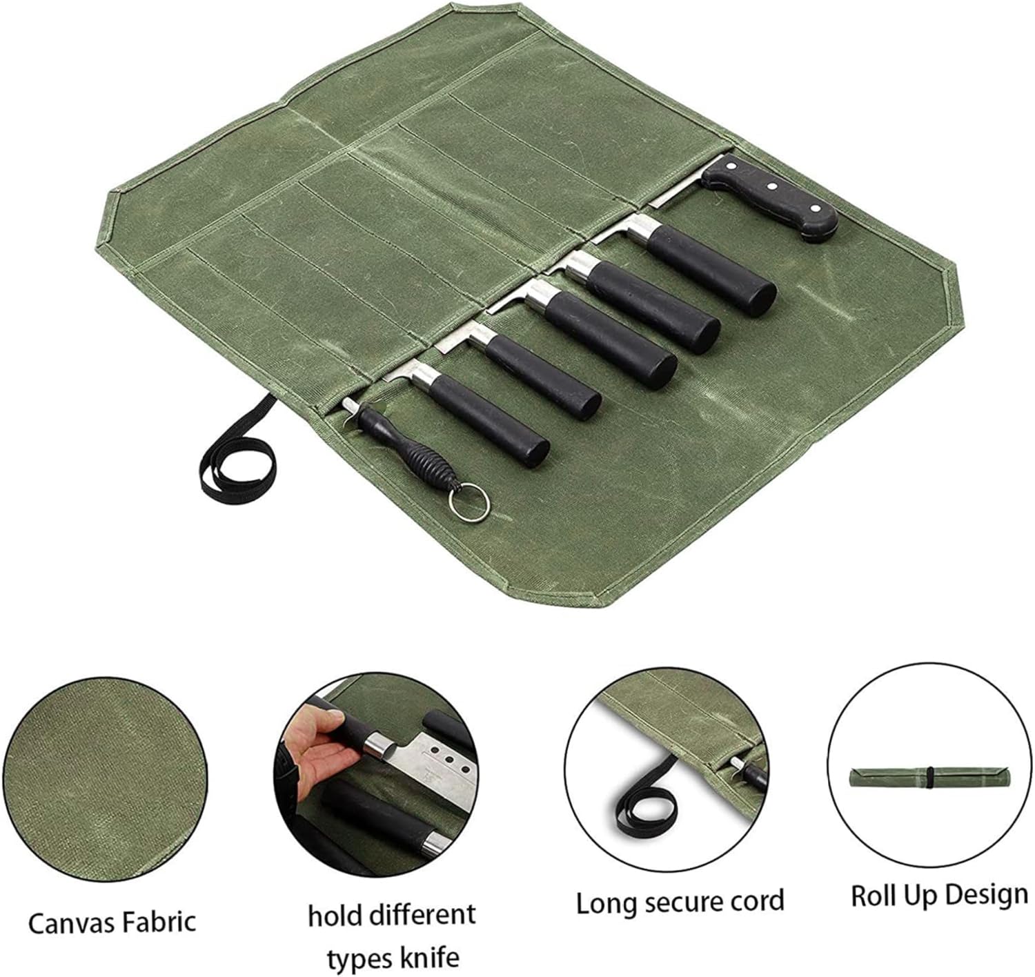 Professional Knife Roll Holder - 7 Slots Secure Durable Kitchen Tool Organizer