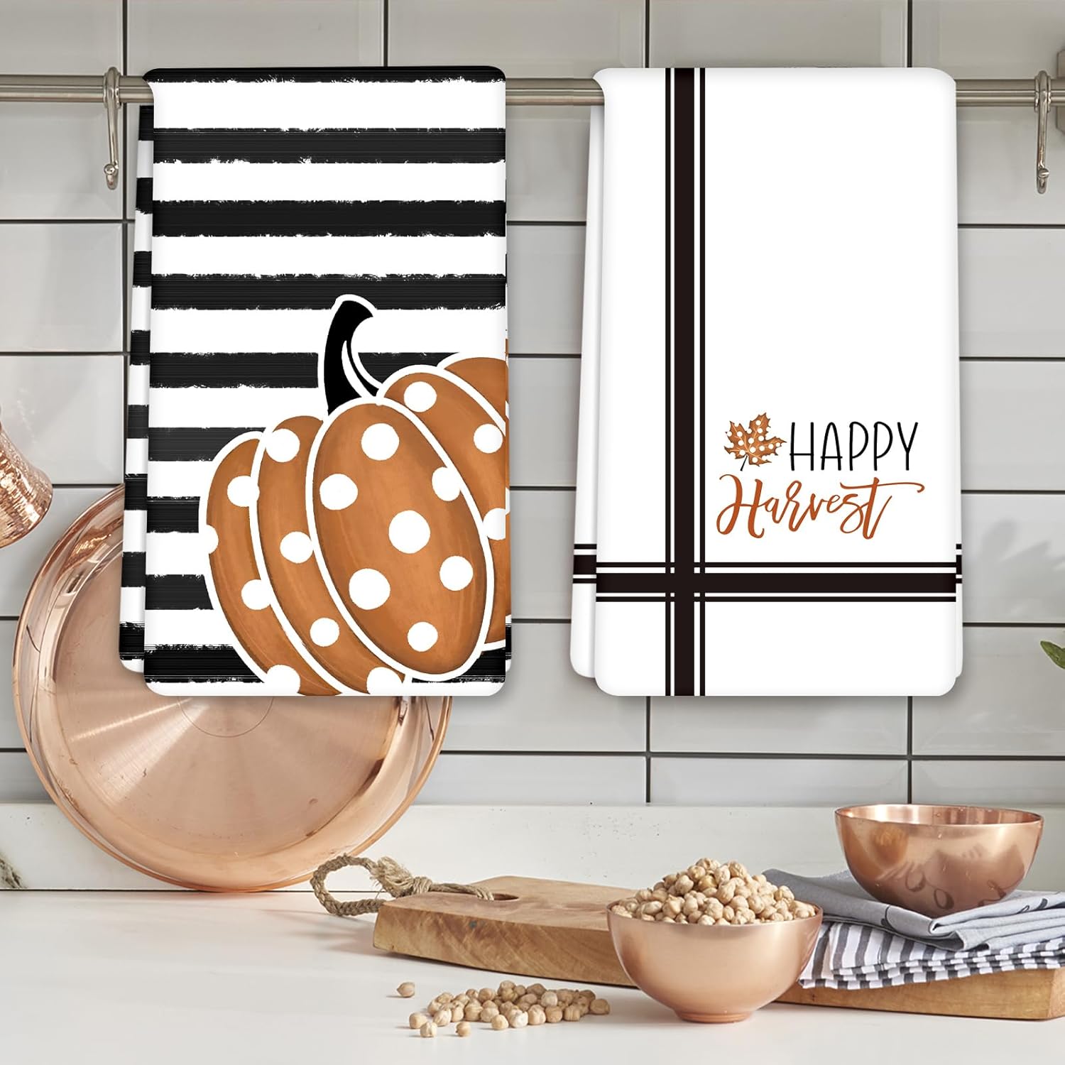 AnyDesign Fall Kitchen Dish Towels 4Pcs
