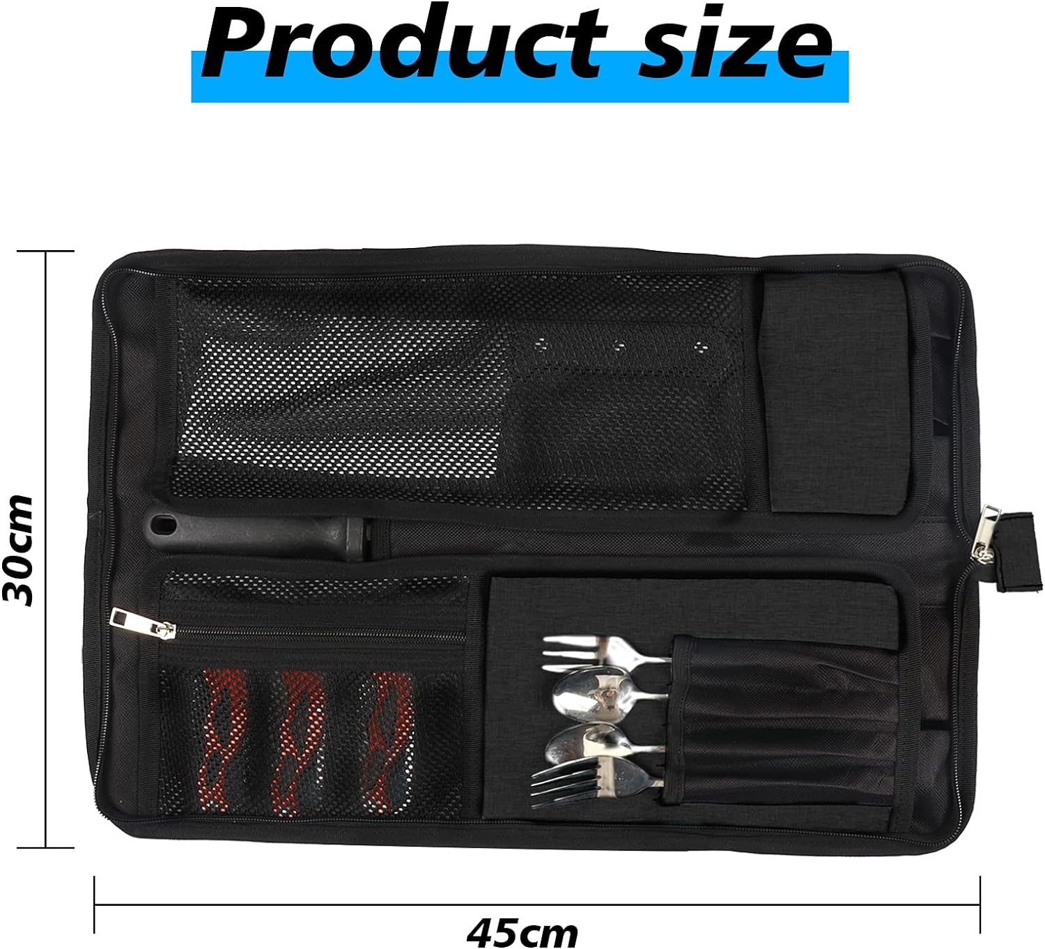 Premium Chefs Knife Roll Bag 13 Slots Zippered Closure