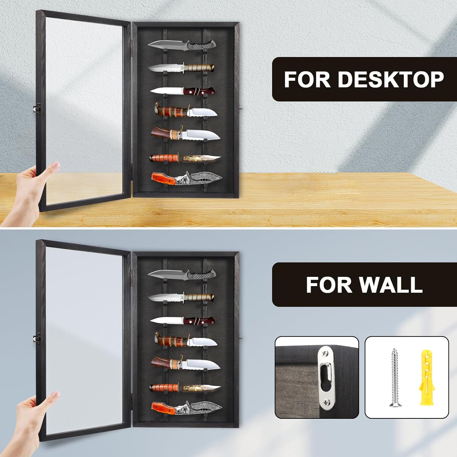 Triceratops Knife Display Case with Lockable Door 1
