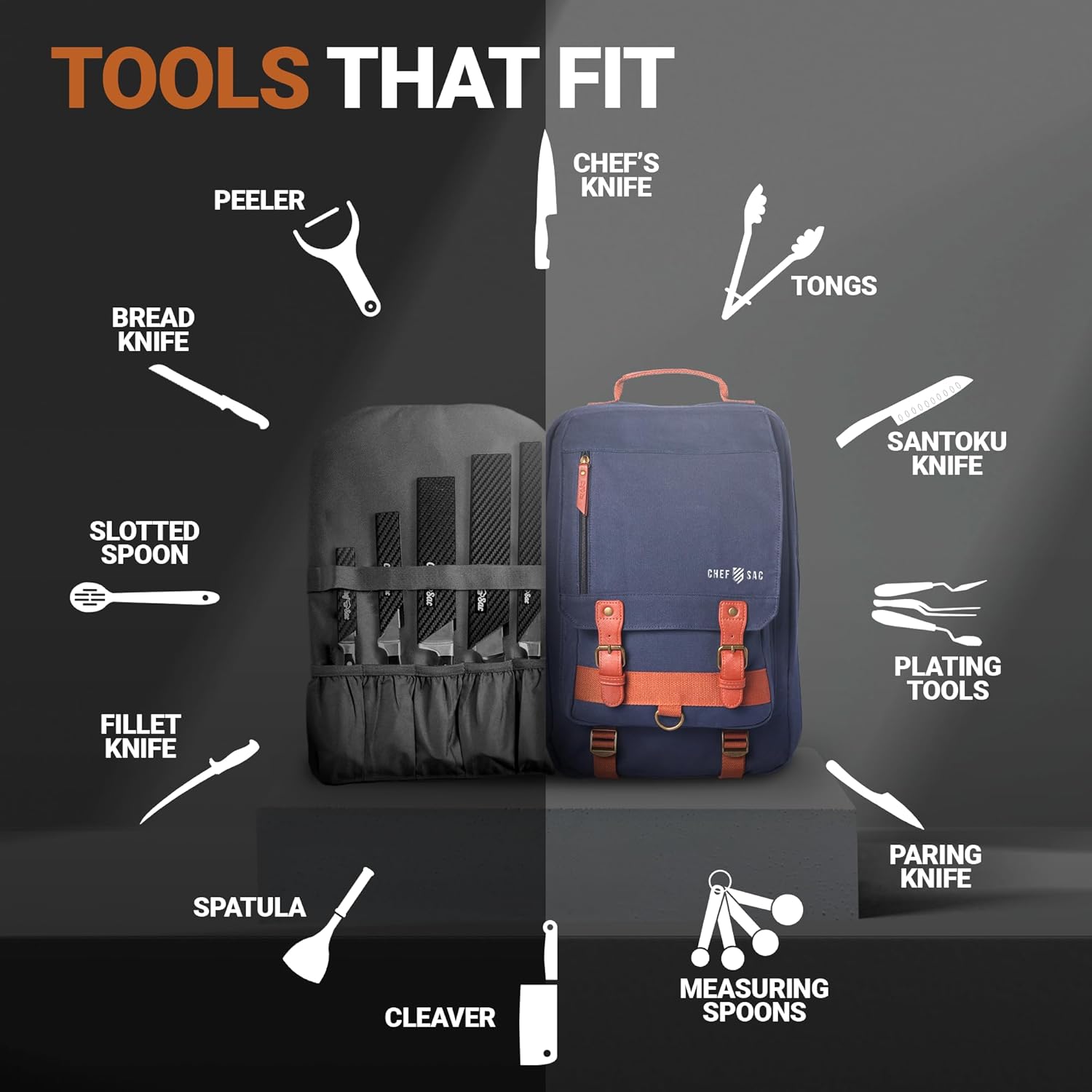 Retro Chef Backpack with 20 Slots for Knives Tools