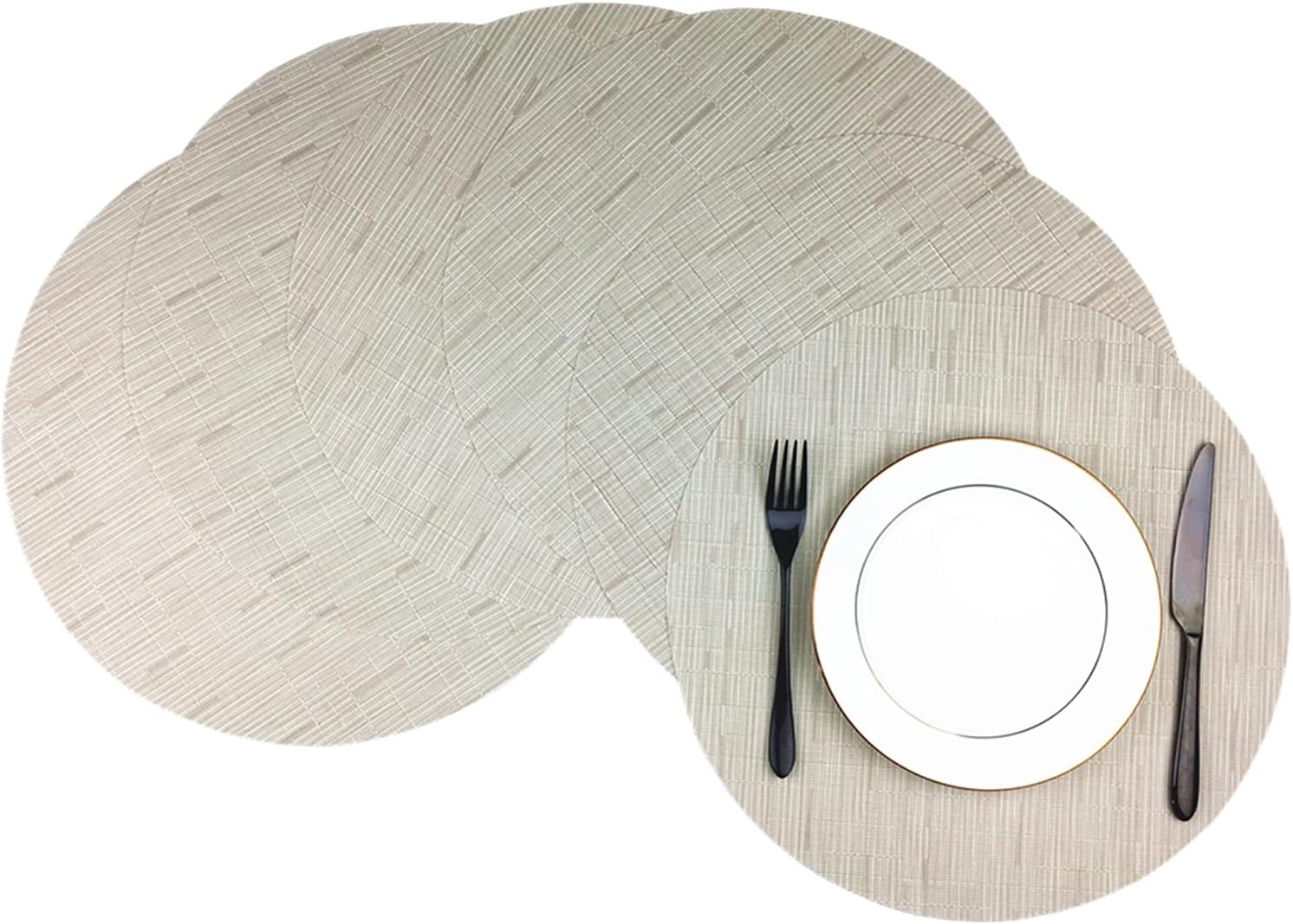 6-Piece Heat-Resistant Round Placemats for Kitchen