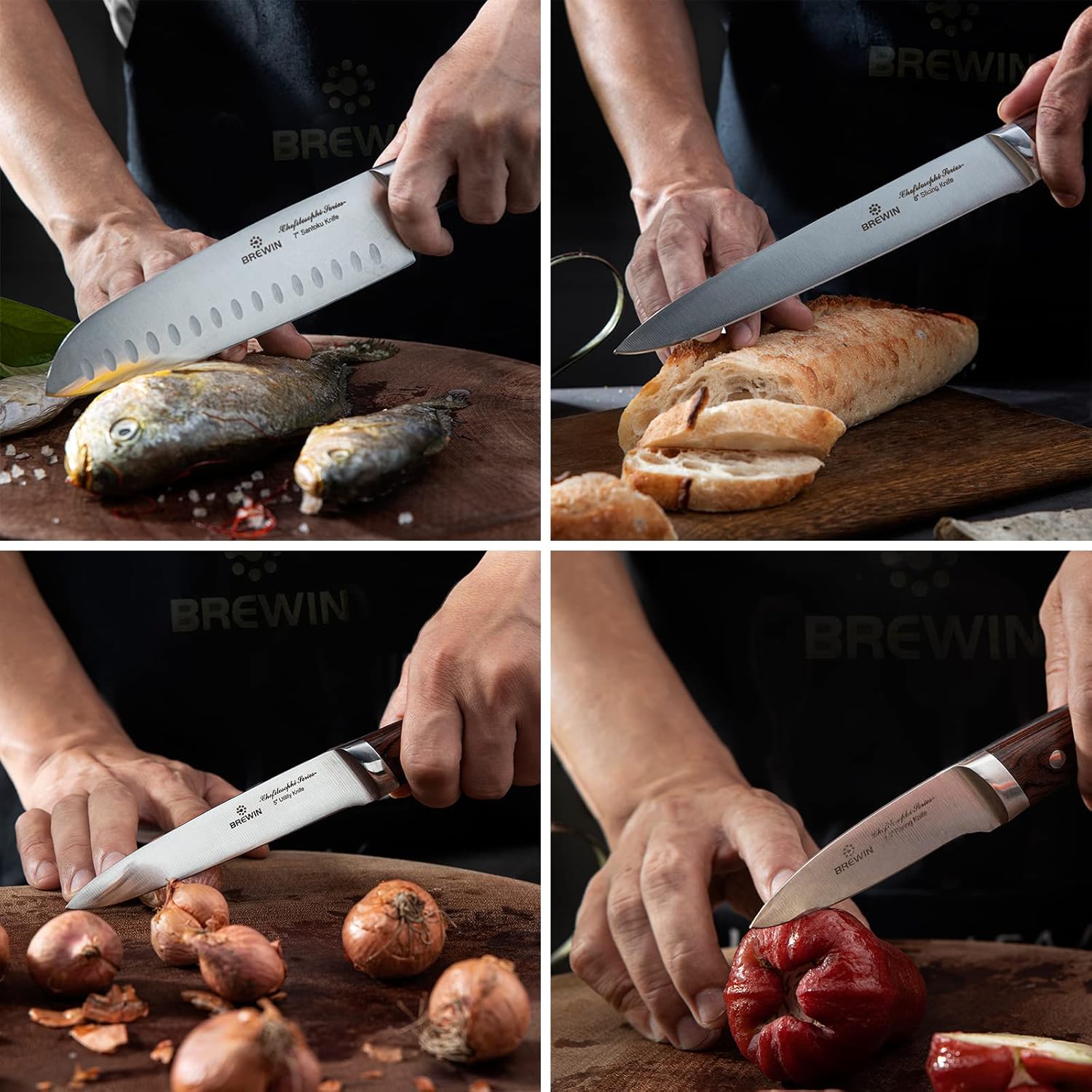 Brewins ChefiLOSOPHI Japanese Chef Knife Set 5PCS Ergonomic Design Complete Set