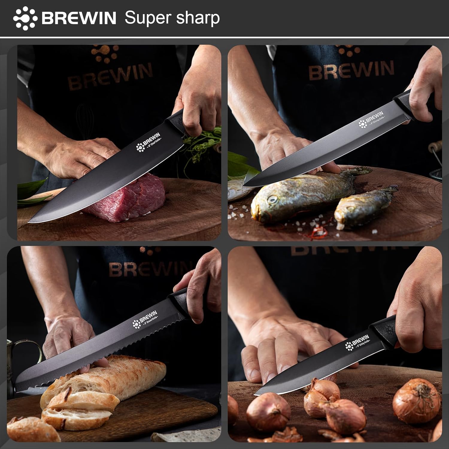 Brewin Kitchen Knife Set All-In-One Knife Block for Home Kitchen