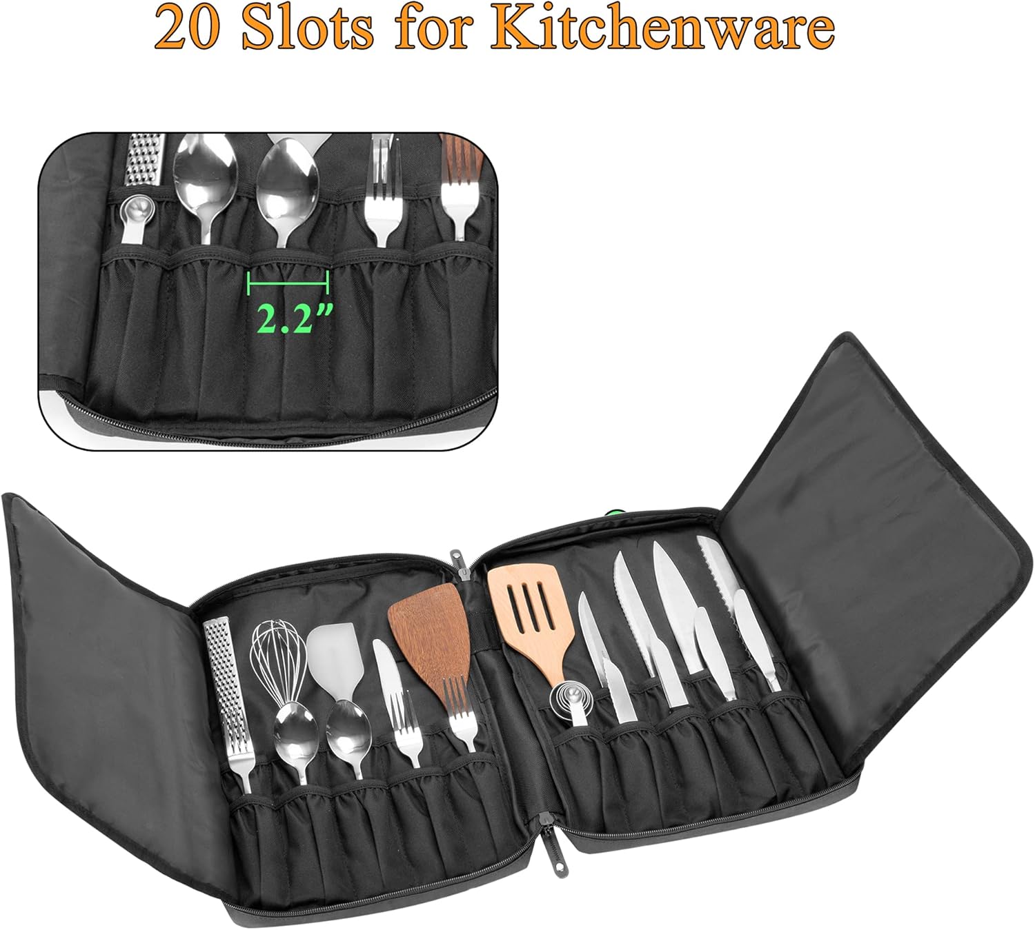 Samdew Chef Knife Bag with 20 Slots and Lockhole 1