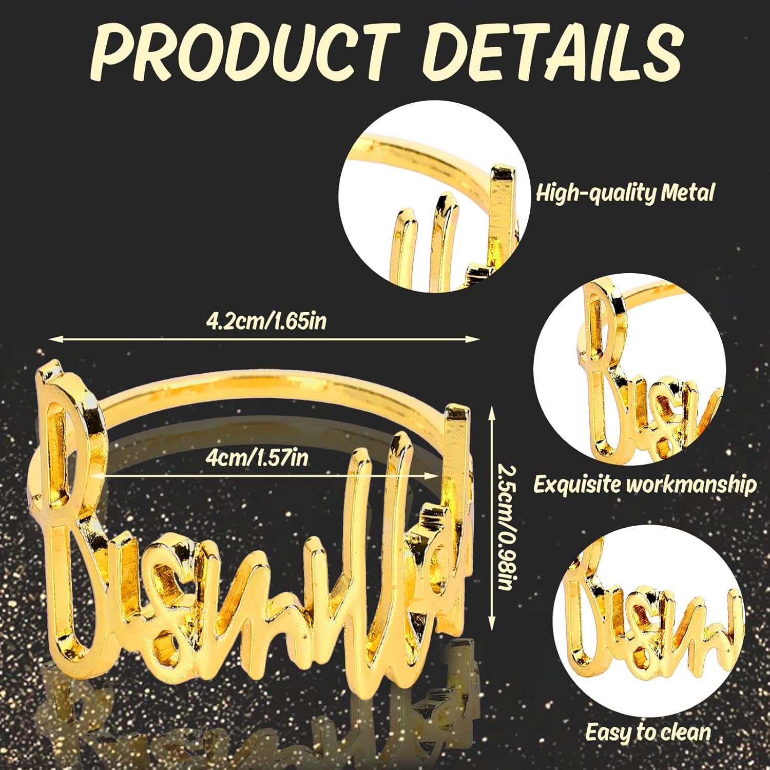12pc Gold Napkin Rings with Bismillah for Eid Ramadan More