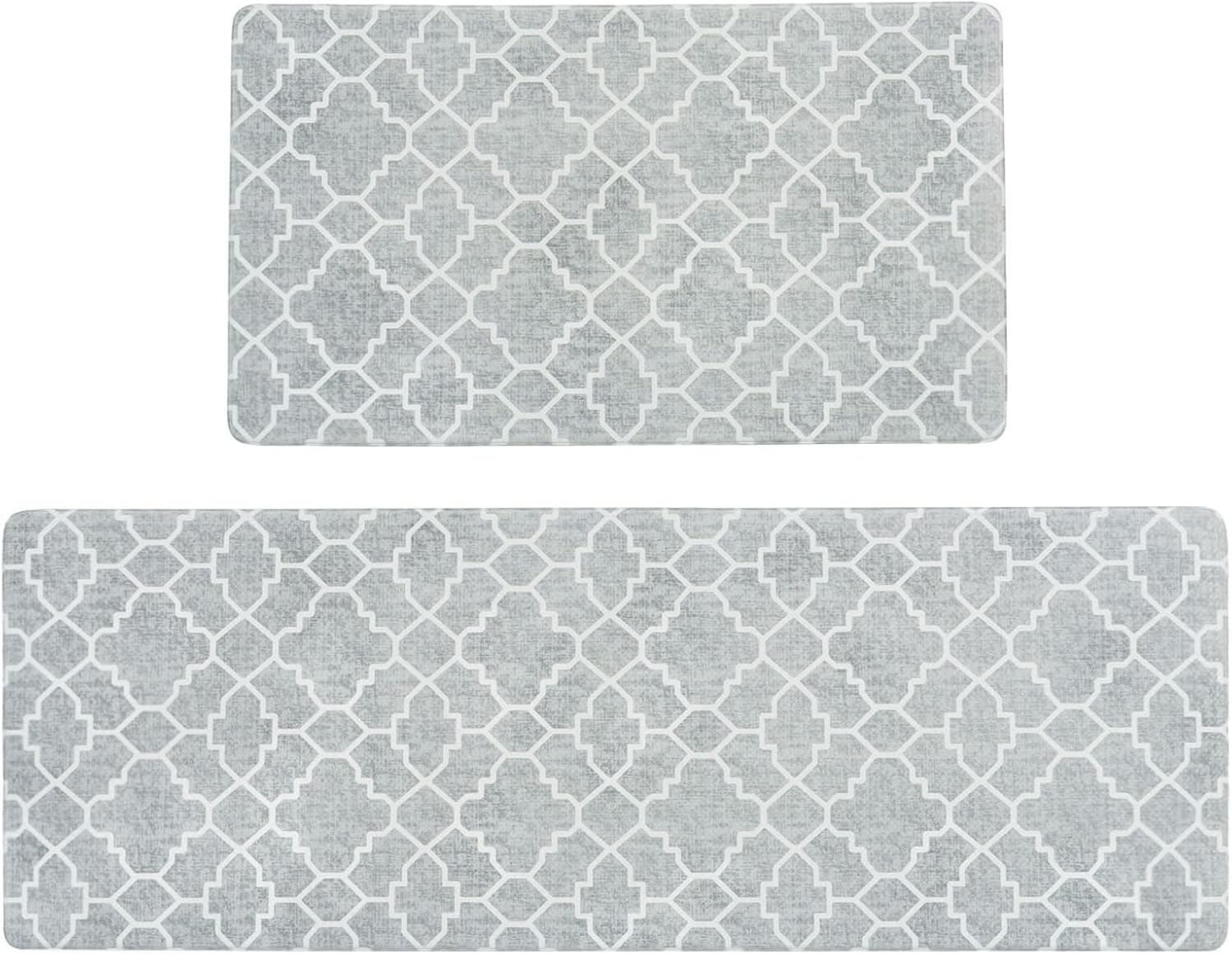 FRESHMINT Kitchen Mat Set of 2 Anti-Fatigue Mat 17x30 17x47 Stone Gray