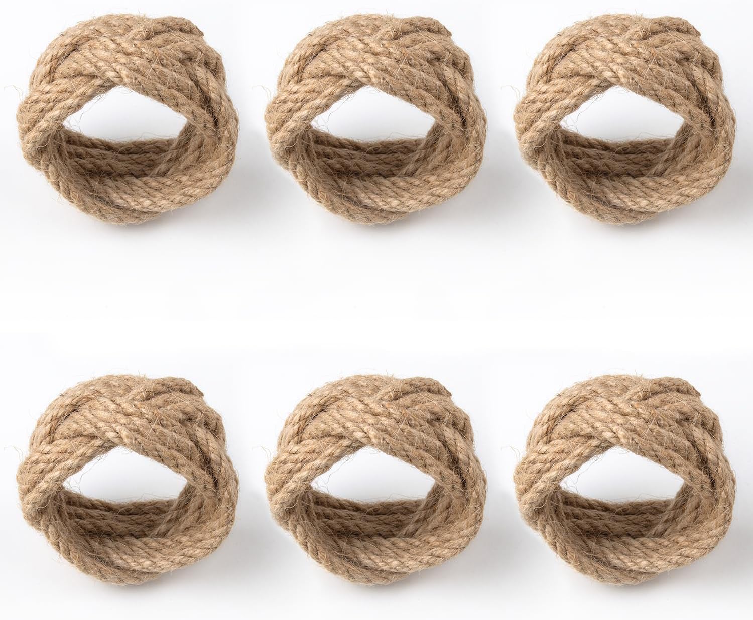 Premium burlap napkin rings set of 6