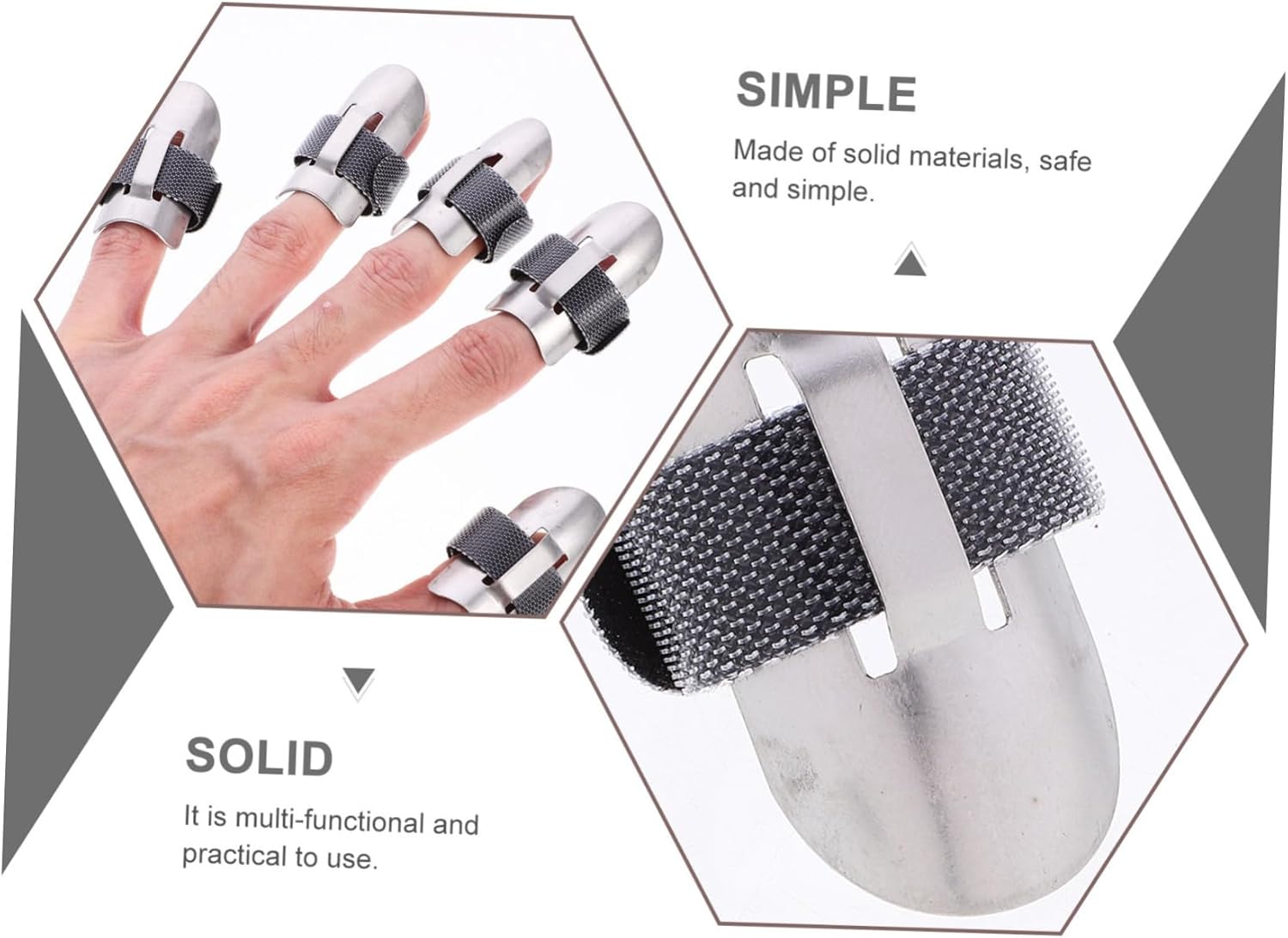 Stainless Steel Finger Protectors 5-Piece Set for Cutting and Slicing