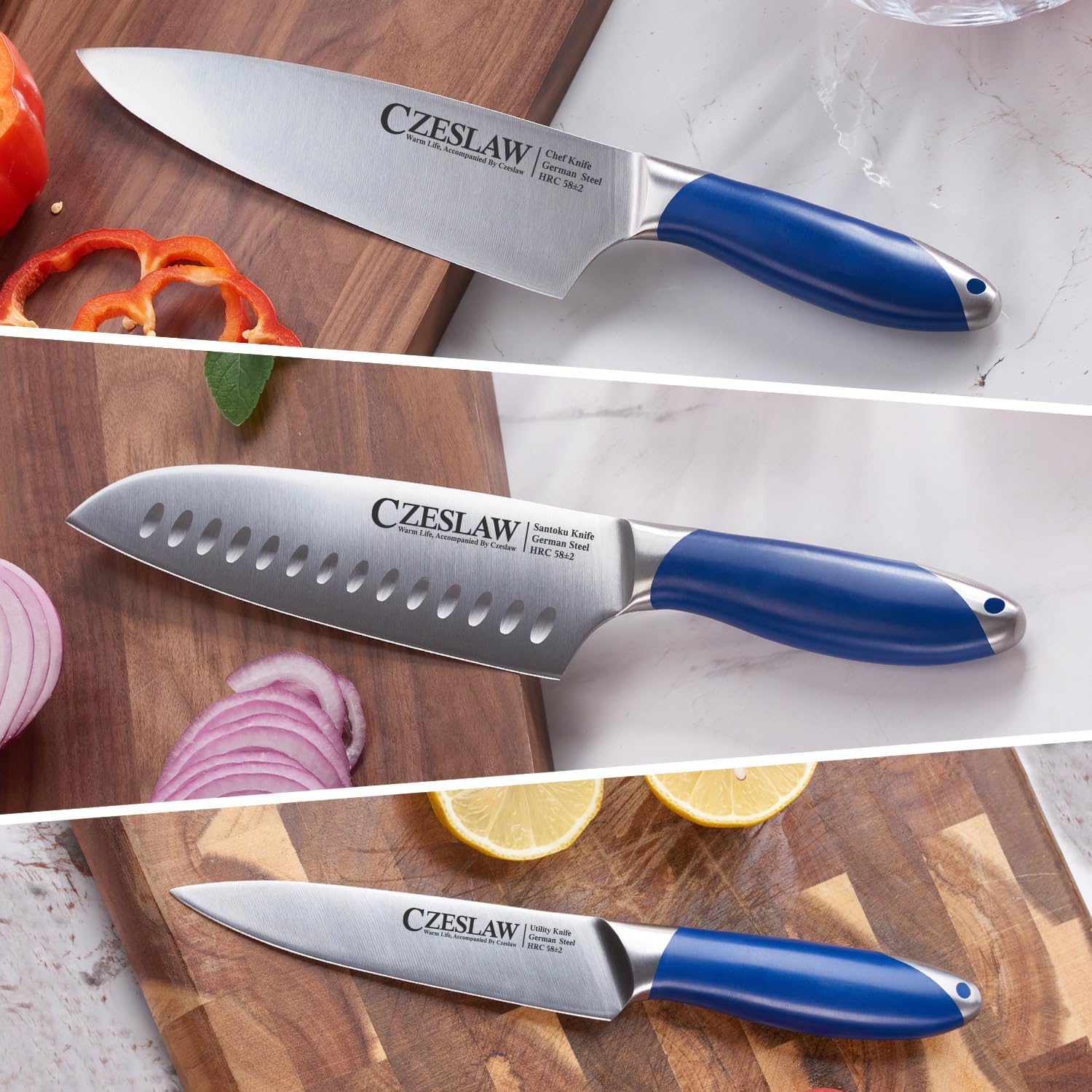 Sharp 3-Piece Chef Knives Set