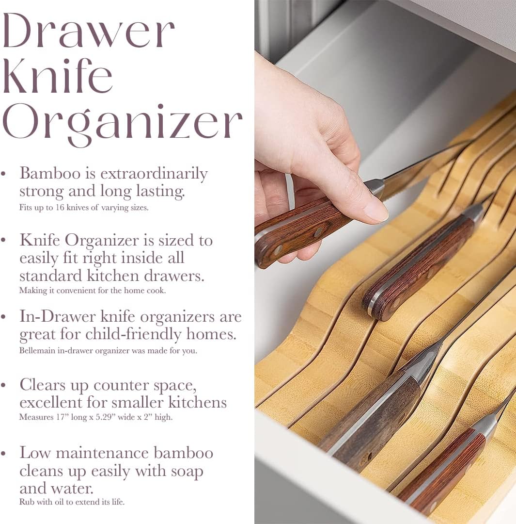 100 Pure Bamboo in Drawer Knife Block