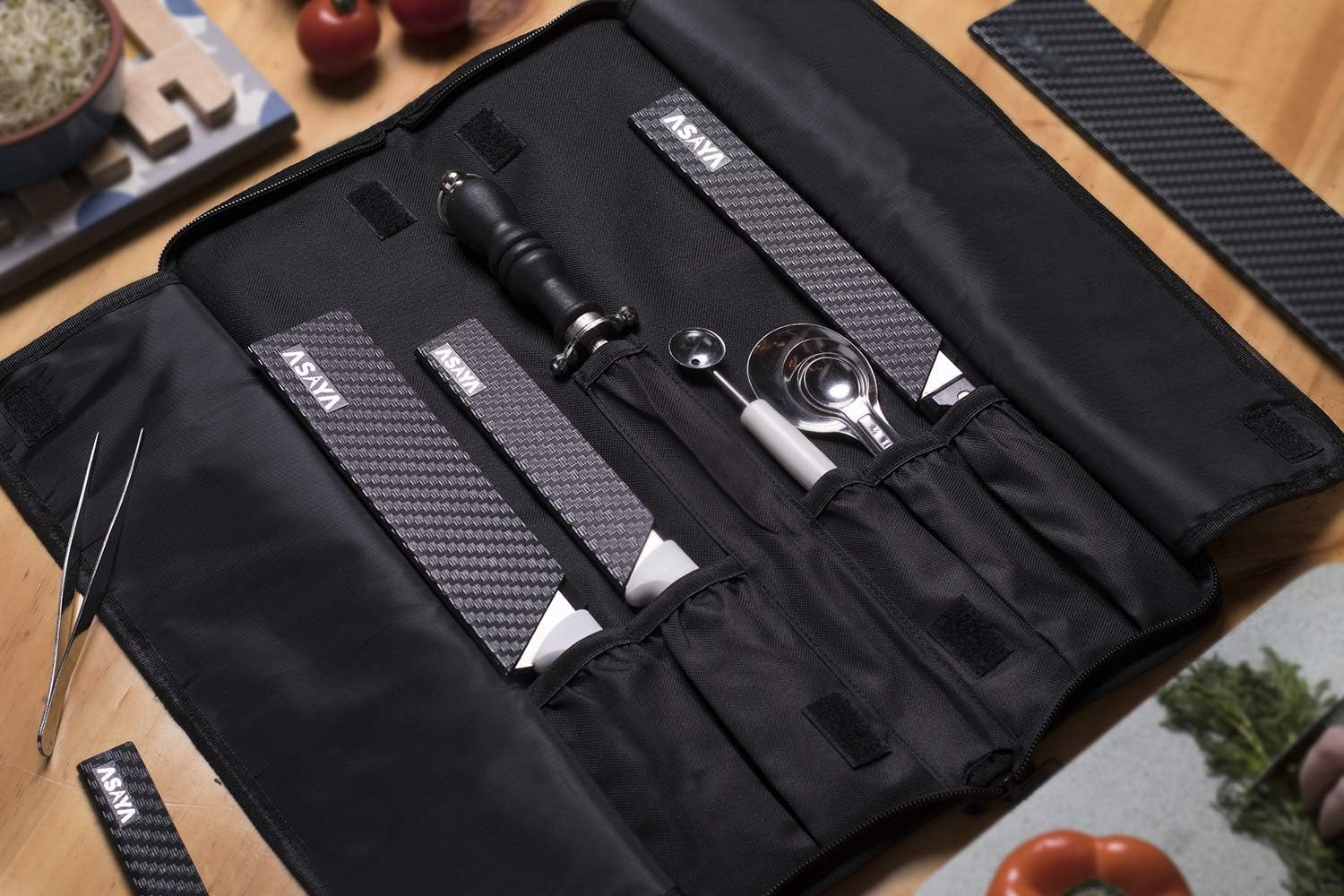 Asaya Chef Knife Roll Bag - 12 Pockets for Easy Storage