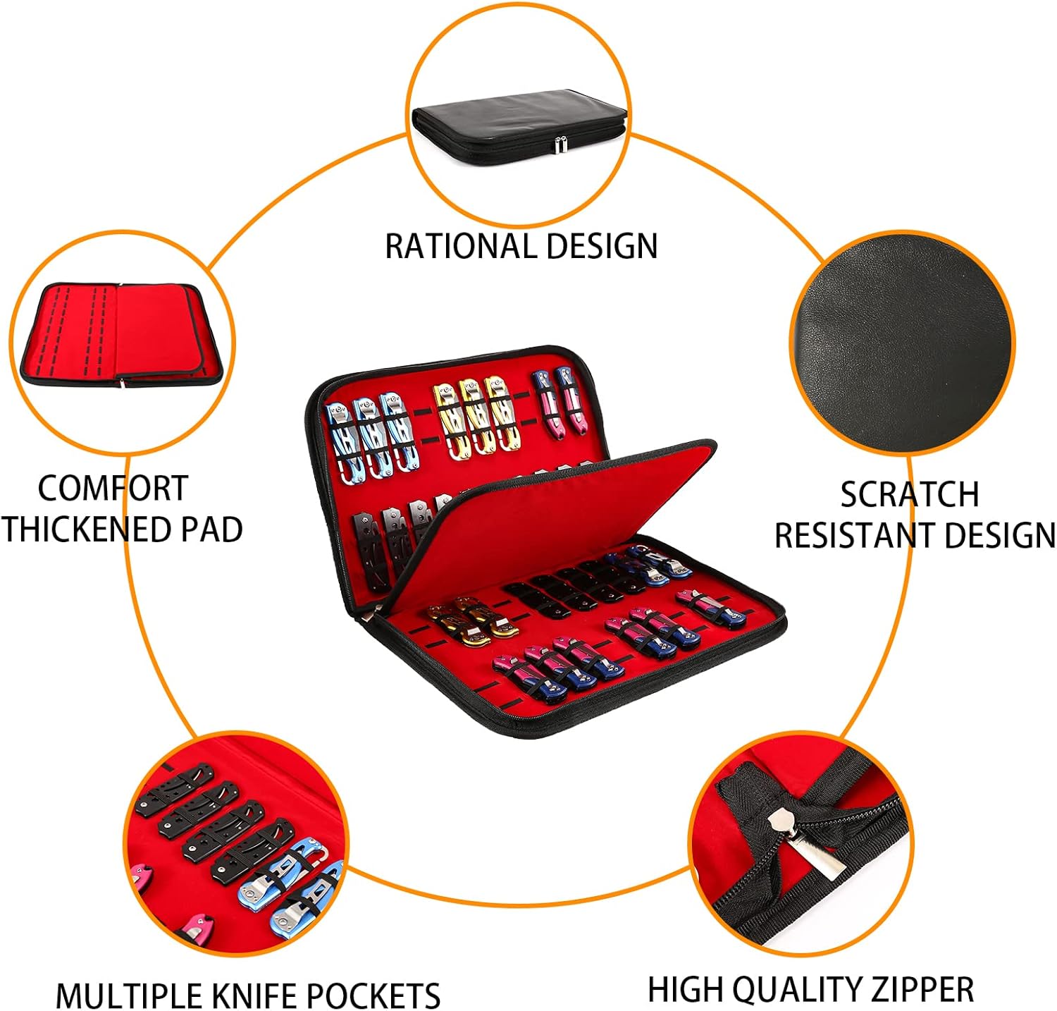 QEES Multi-Purpose Knife Storage Case - 40 Slot Organizer for Men
