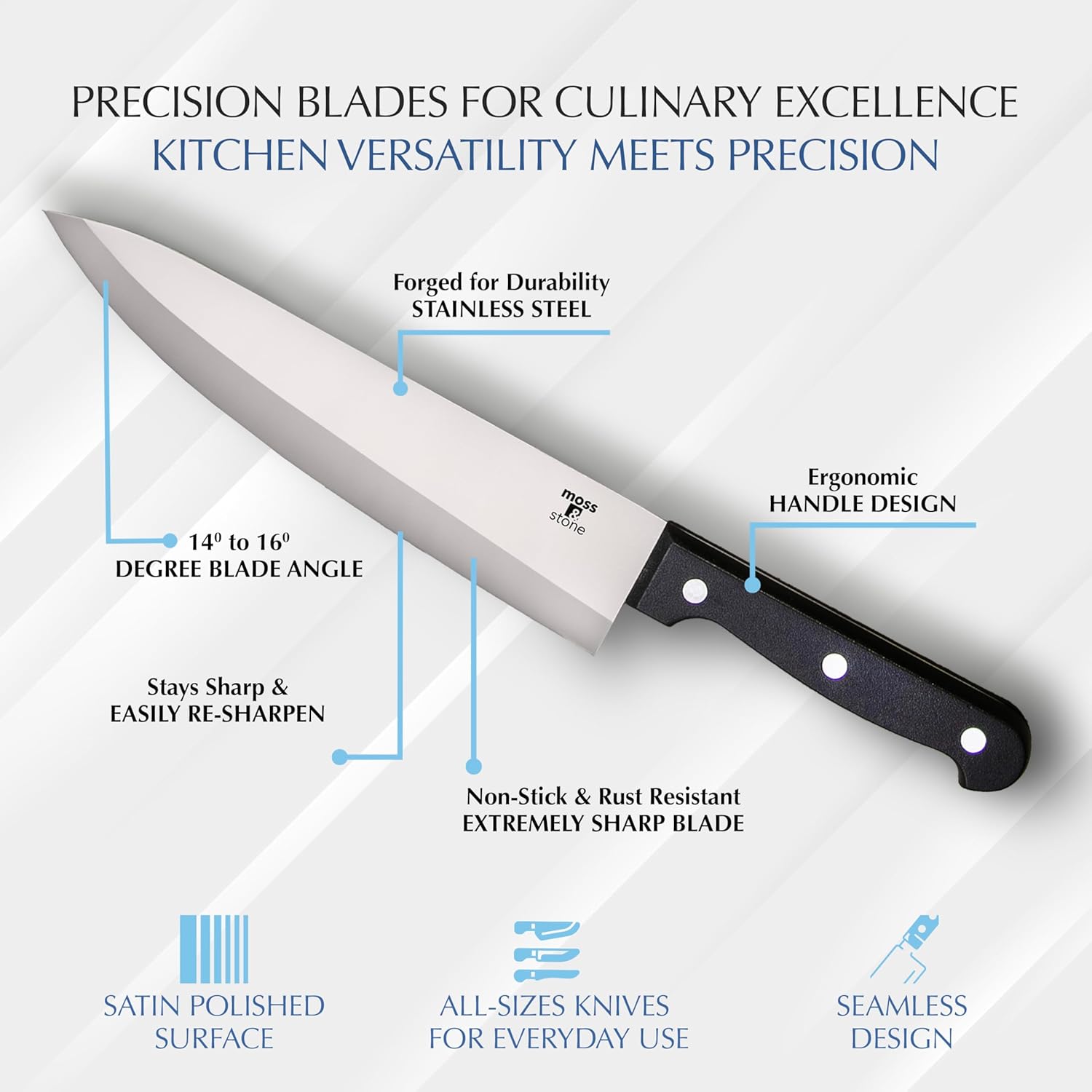 Sturdy 14-Piece knives set with premium stainless steel blades