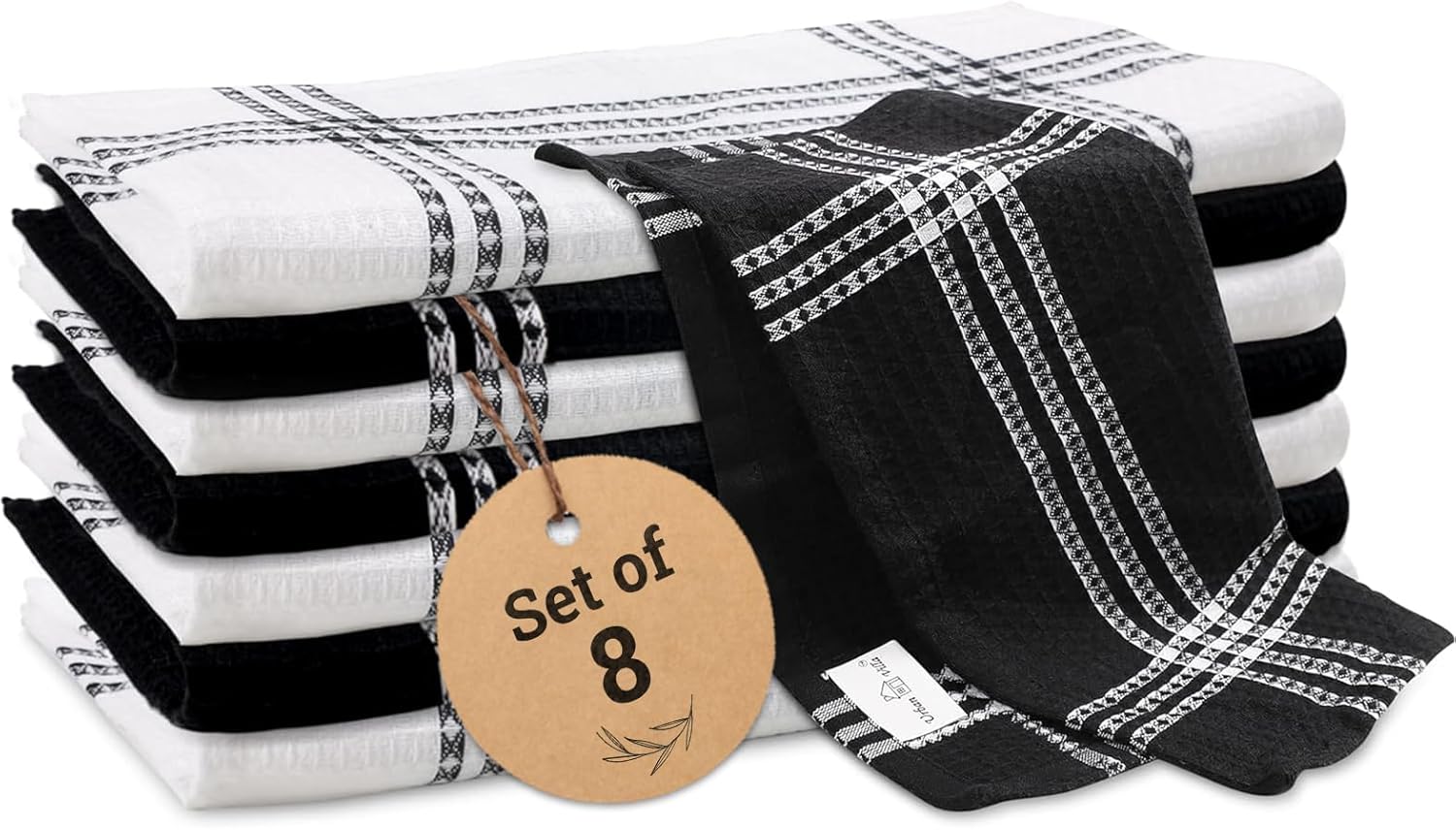 Urban Villa Cotton Dish Cloth Set of 8 12x12 Waffle Towels