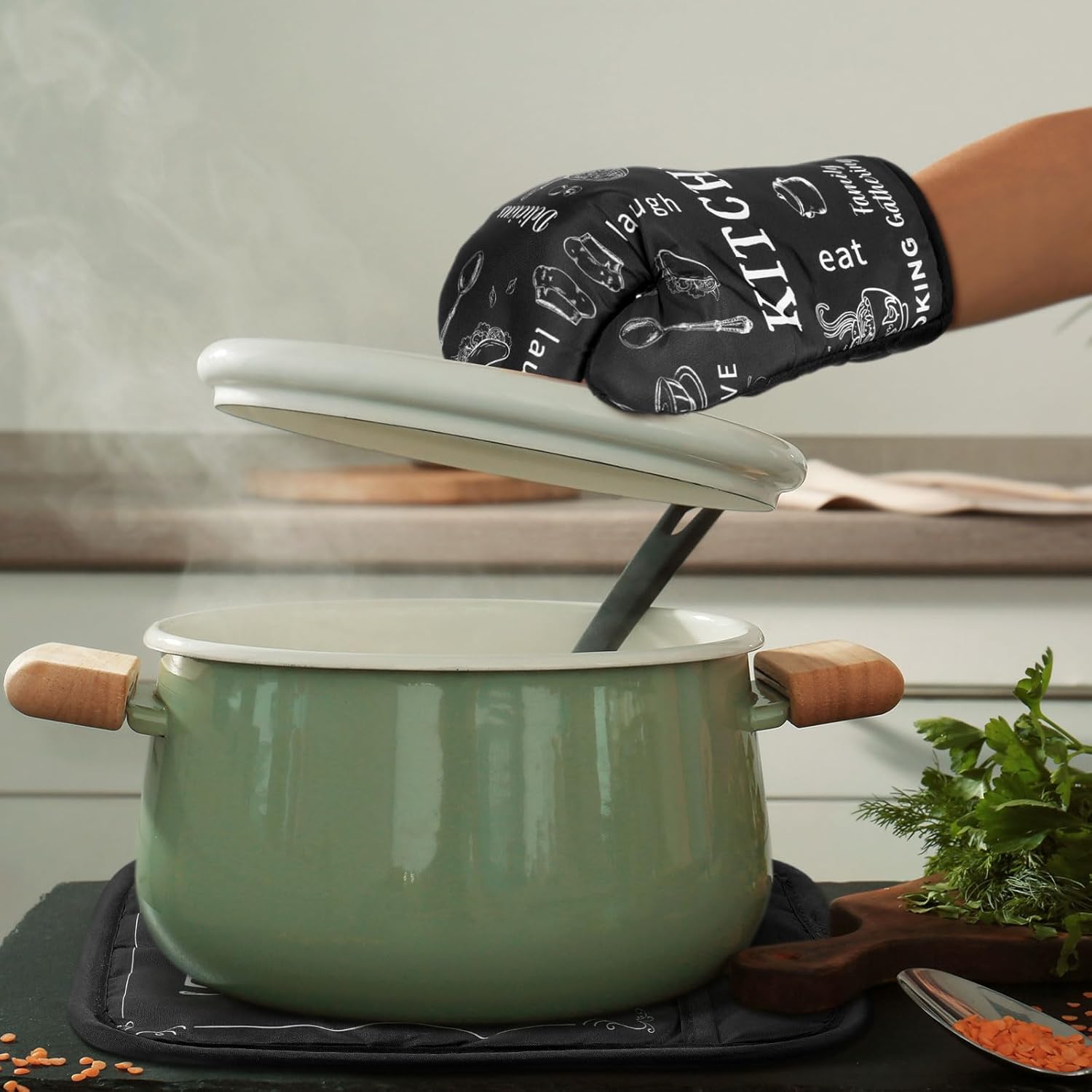 Leinuosen 6 Piece Farmhouse Oven Mitt Set