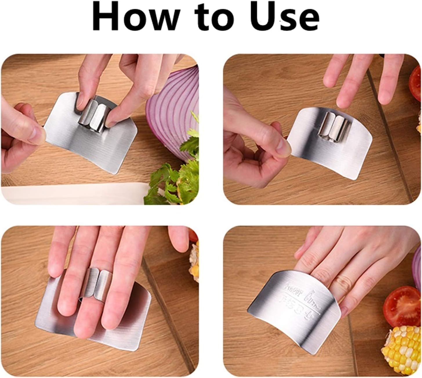 Safety-First Stainless Steel Finger Guards for Kitchen Use