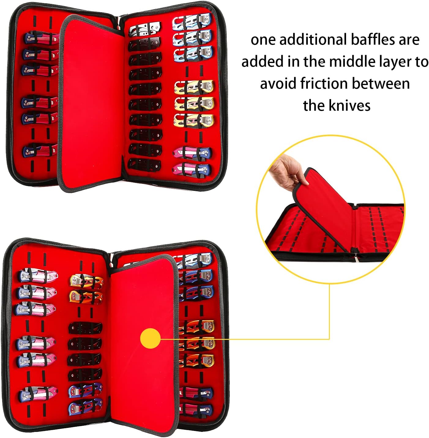 QEES Multi-Purpose Knife Storage Case - 40 Slot Organizer for Men