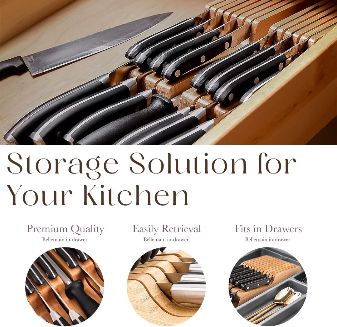 100 Pure Bamboo in Drawer Knife Block