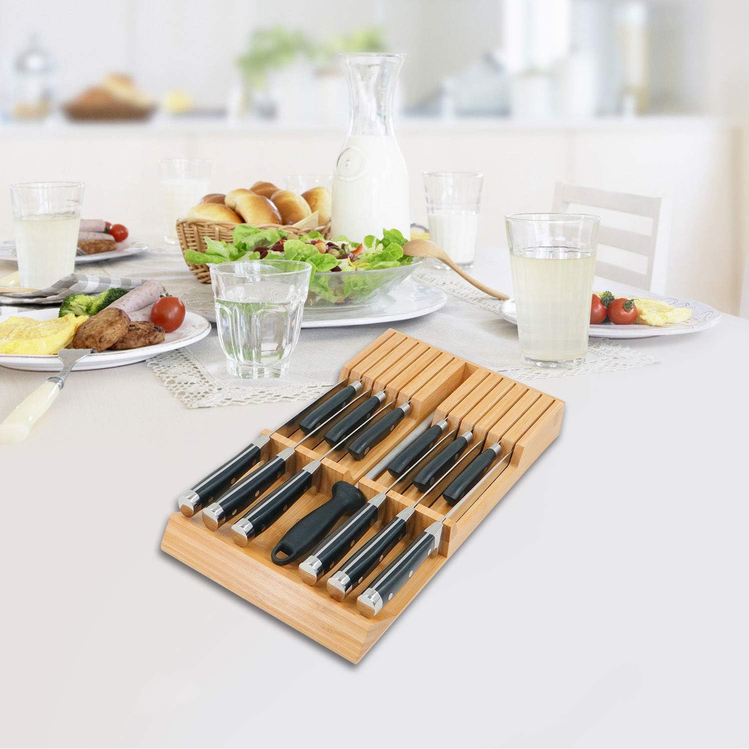 Utoplike Bamboo Knife Block - Organize Your Kitchen Tools